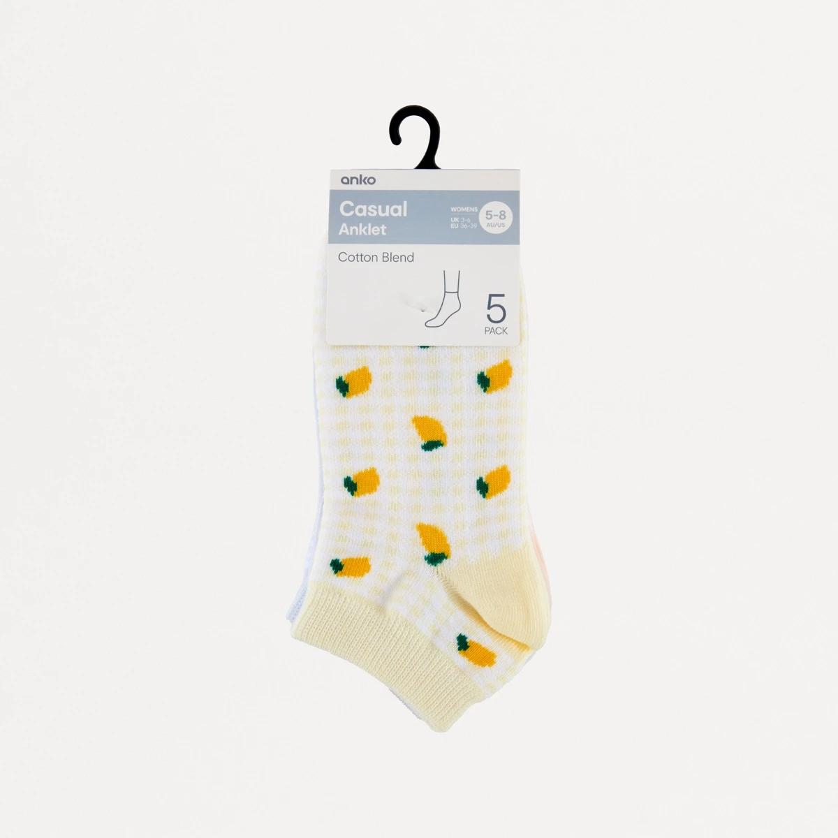 3 5 Pack Fashion Low Cut Socks FRUIT CHECK MULTI PACK, 3 of 3