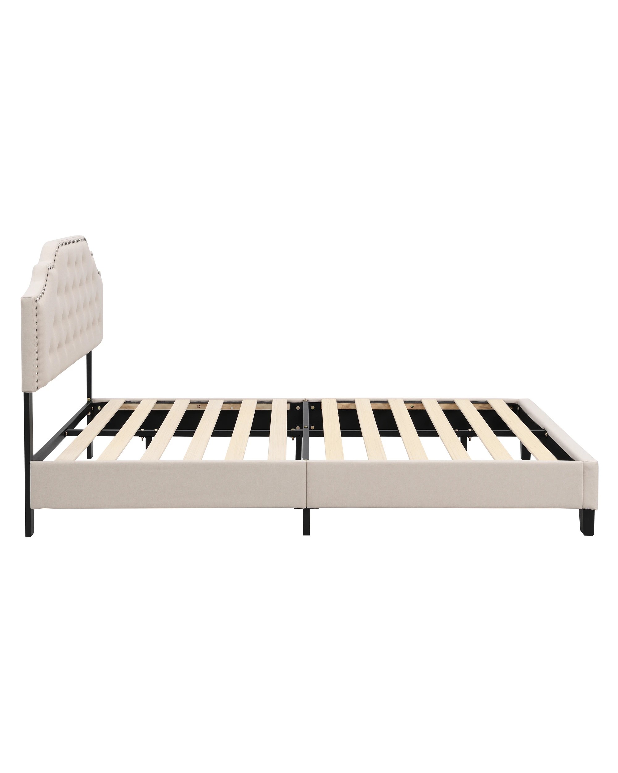 5 IHOMDEC BEF02 Double Size Bed Frame - Beige - Beige, 5 of 10