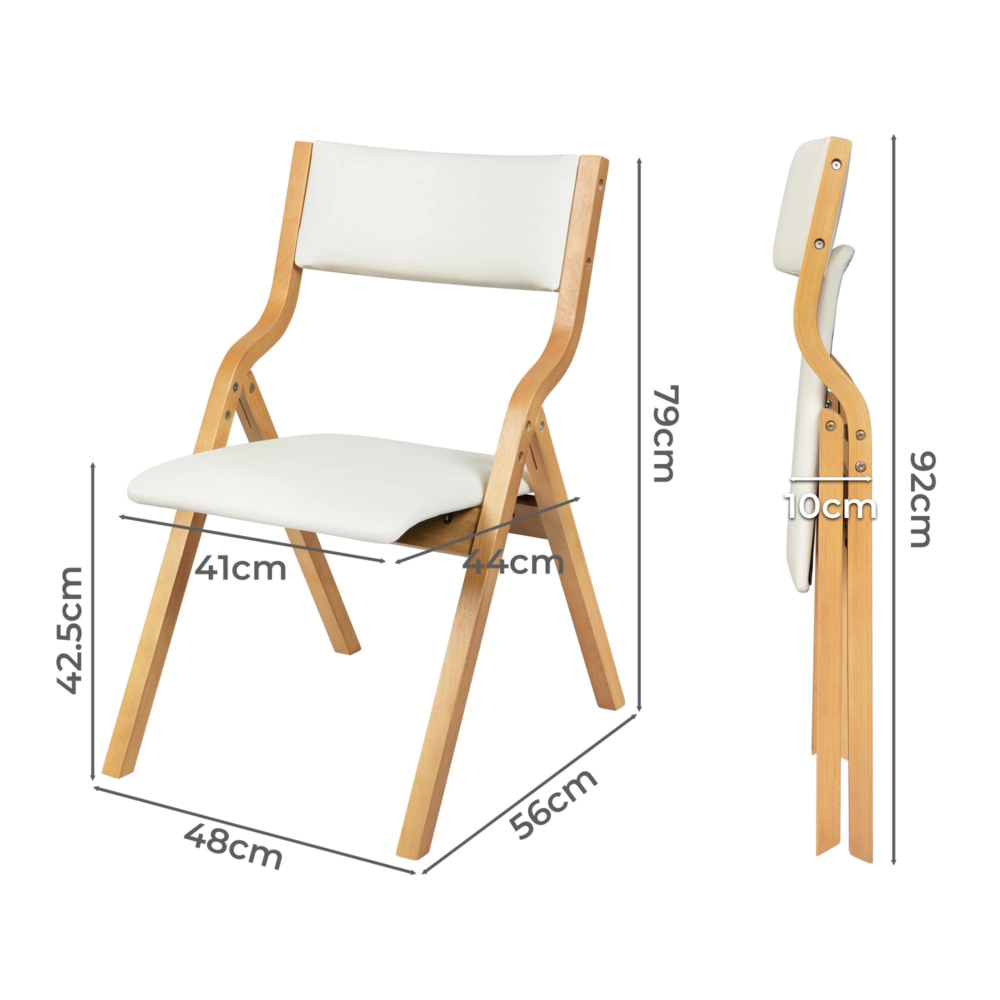 2 Levede 1 Set Of 4 Foldable Dining Chairs - Beige, 2 of 5
