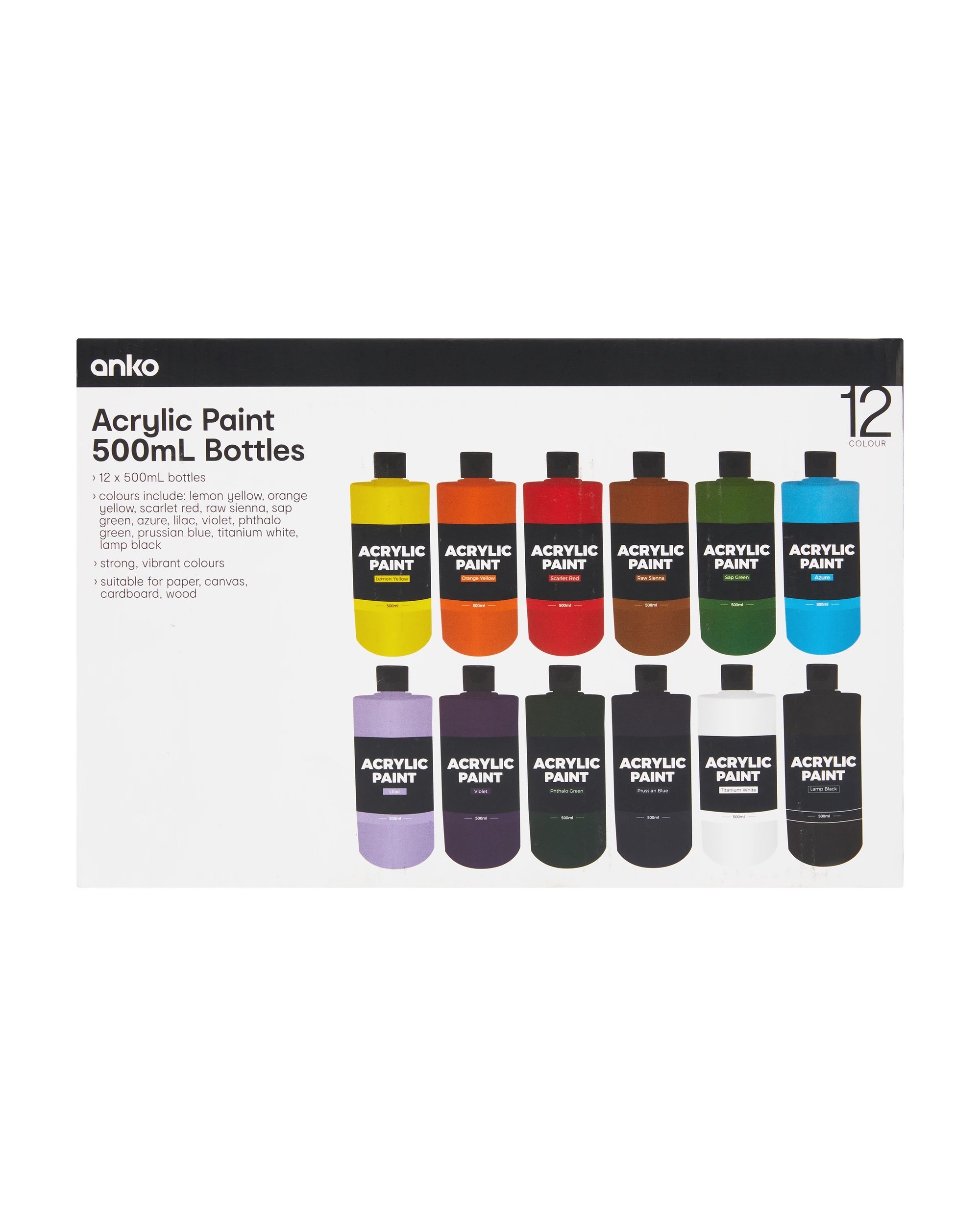 1 12 Pack Acrylic Paint Bottles, 1 of 3