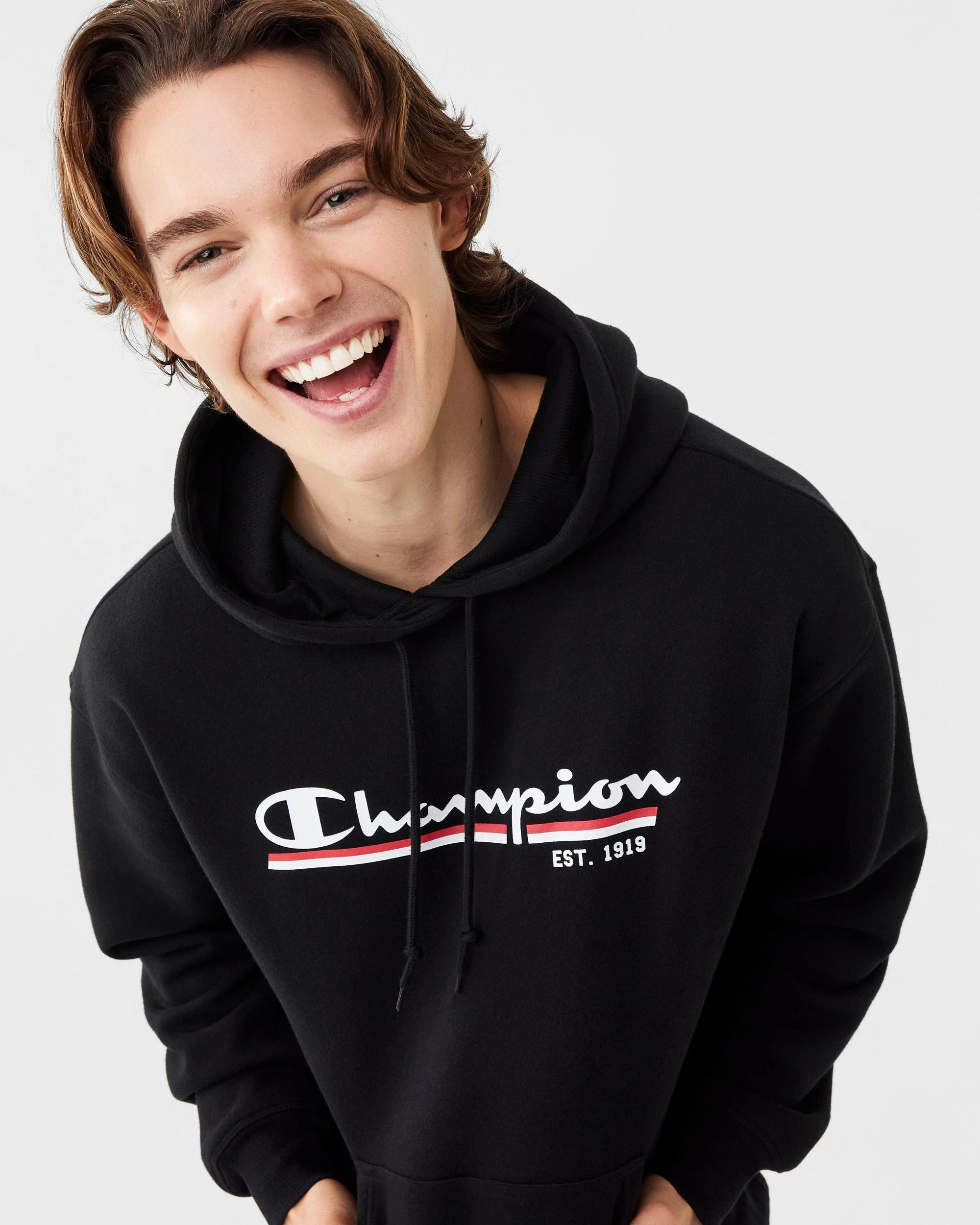 5 Champion Script Mens Hoodie Black, 5 of 9