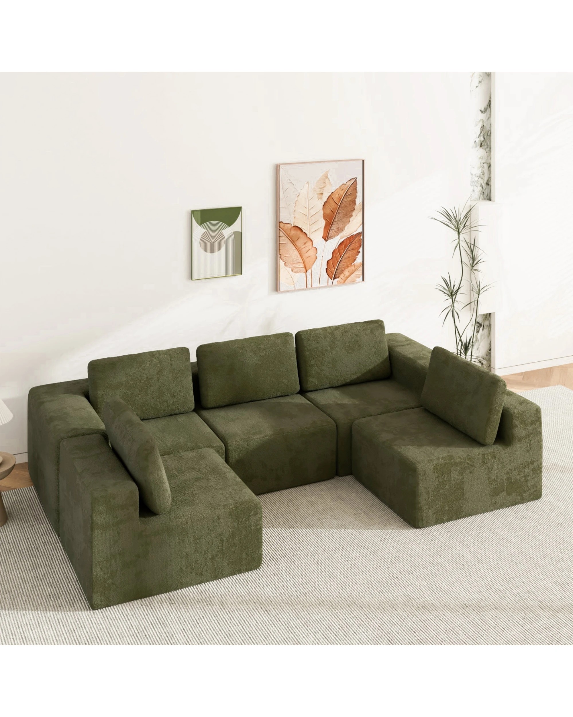5 Advwin 415cm 5 Seater Sofa Modern Modular Sectional Couch No Assembly - Green, 5 of 10
