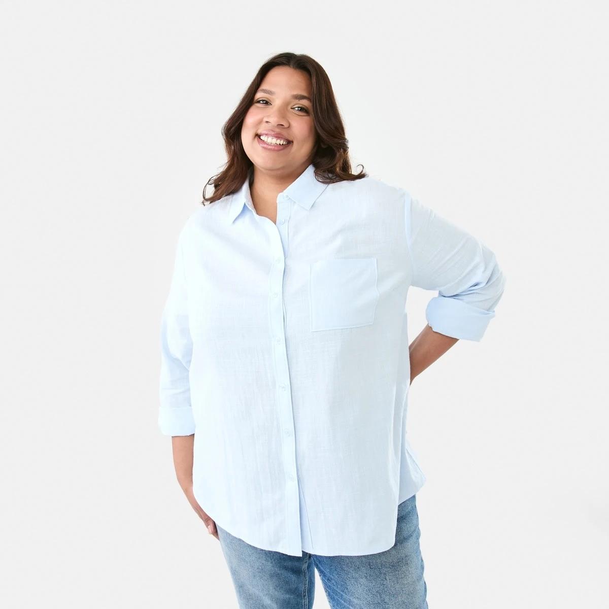 2 Curve Long Sleeve Cotton Shirt Blu Bysde, 2 of 8