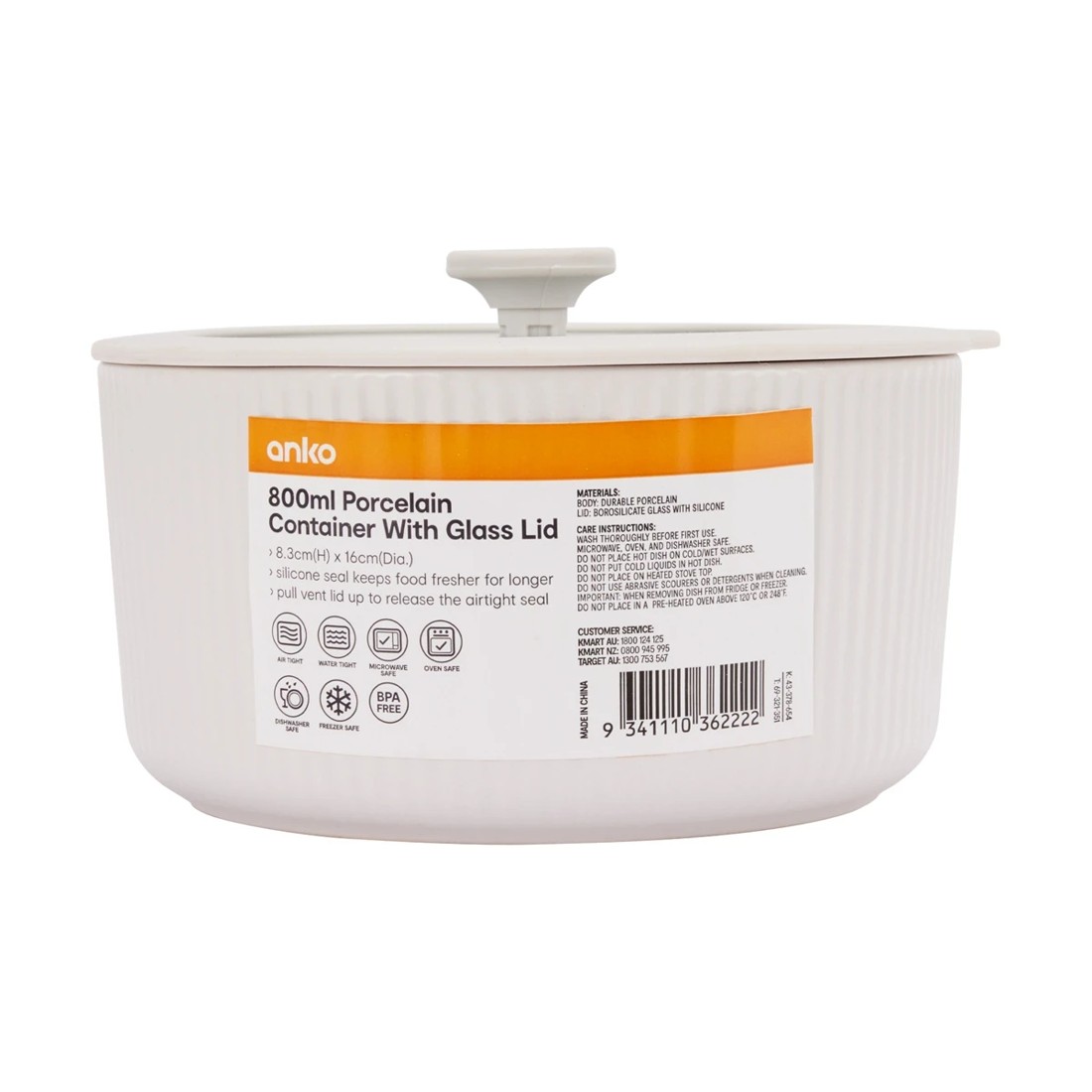 6 800ml Porcelain Container with Glass Lid, 6 of 6