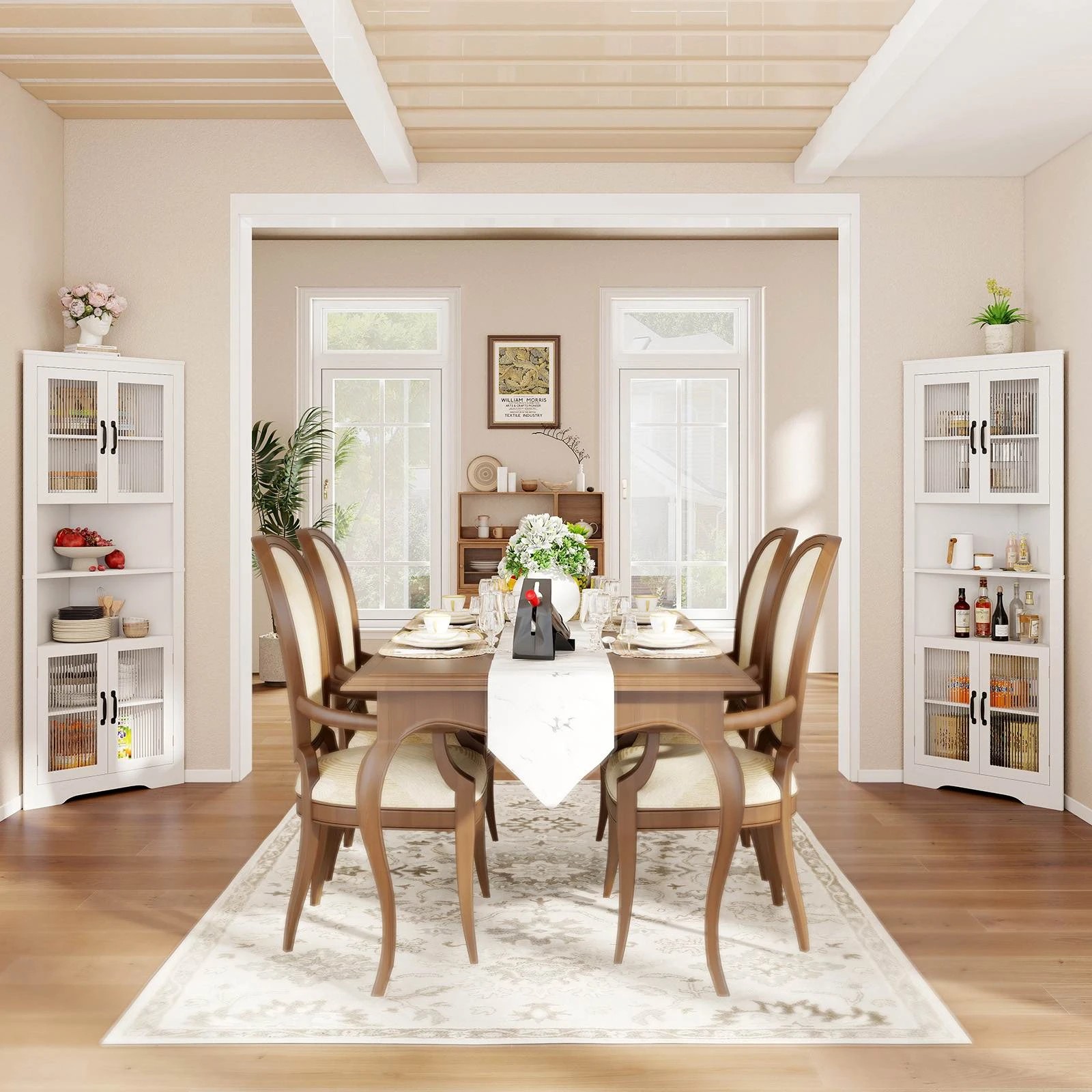 4 Costway 170 cm Tall Corner Cabinet Bathroom Cabinet w/Adjustable Shelves Freestanding Cabinet White, 4 of 5