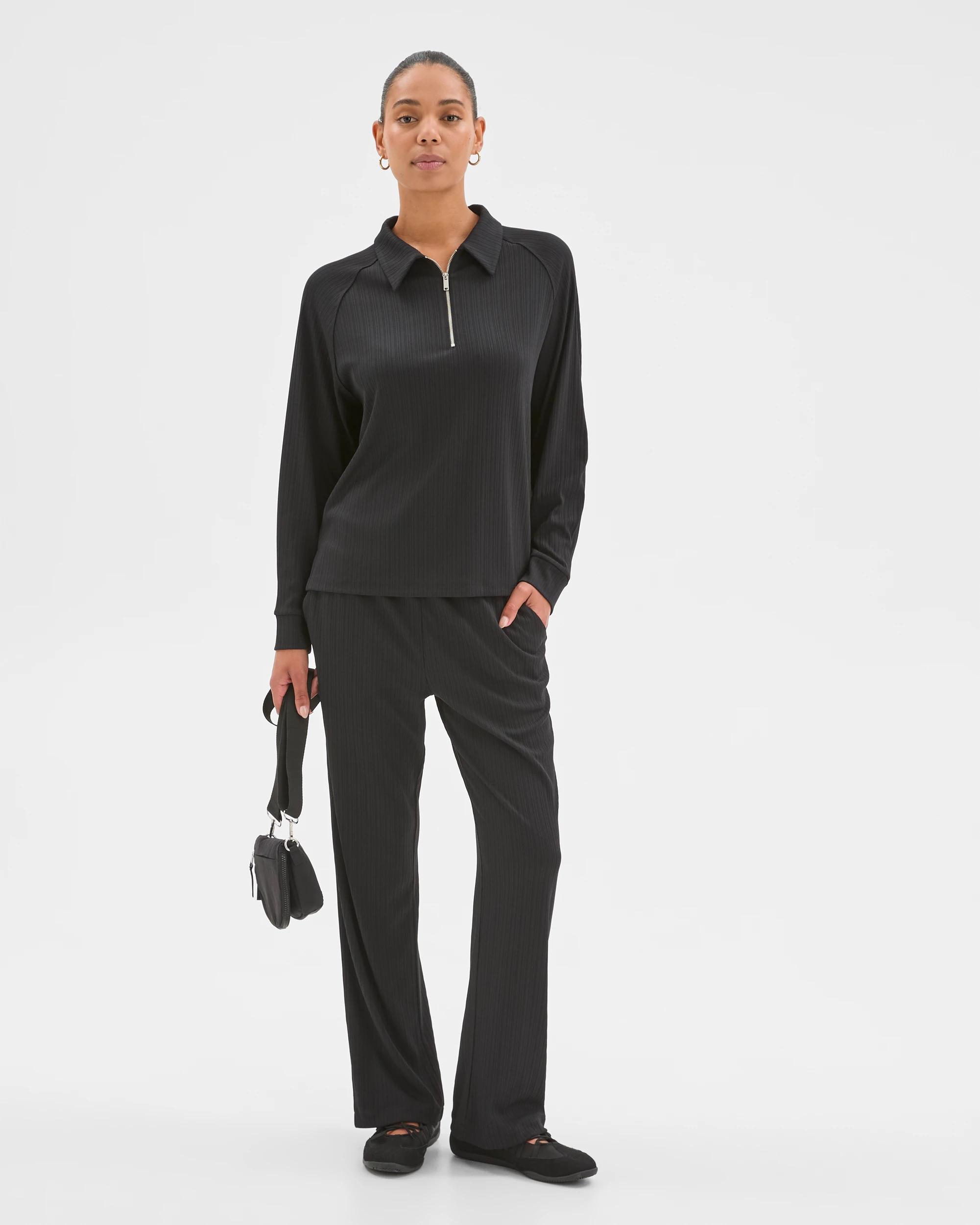 2 Target Active 1/4 Zip Plisse Jumper BLACK, 2 of 6