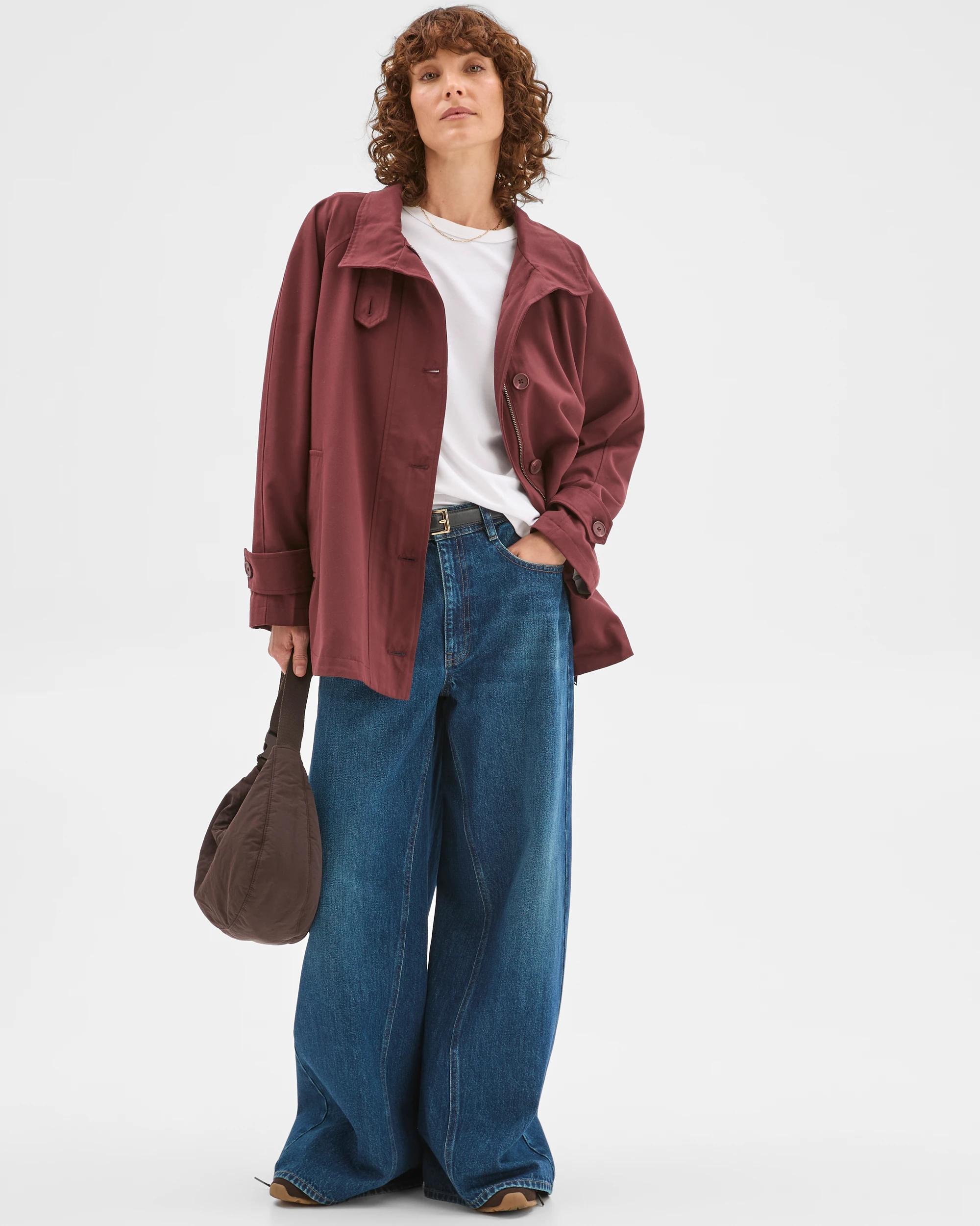 2 Target Woman Longline Funnel Neck Coat BURGUNDY, 2 of 8