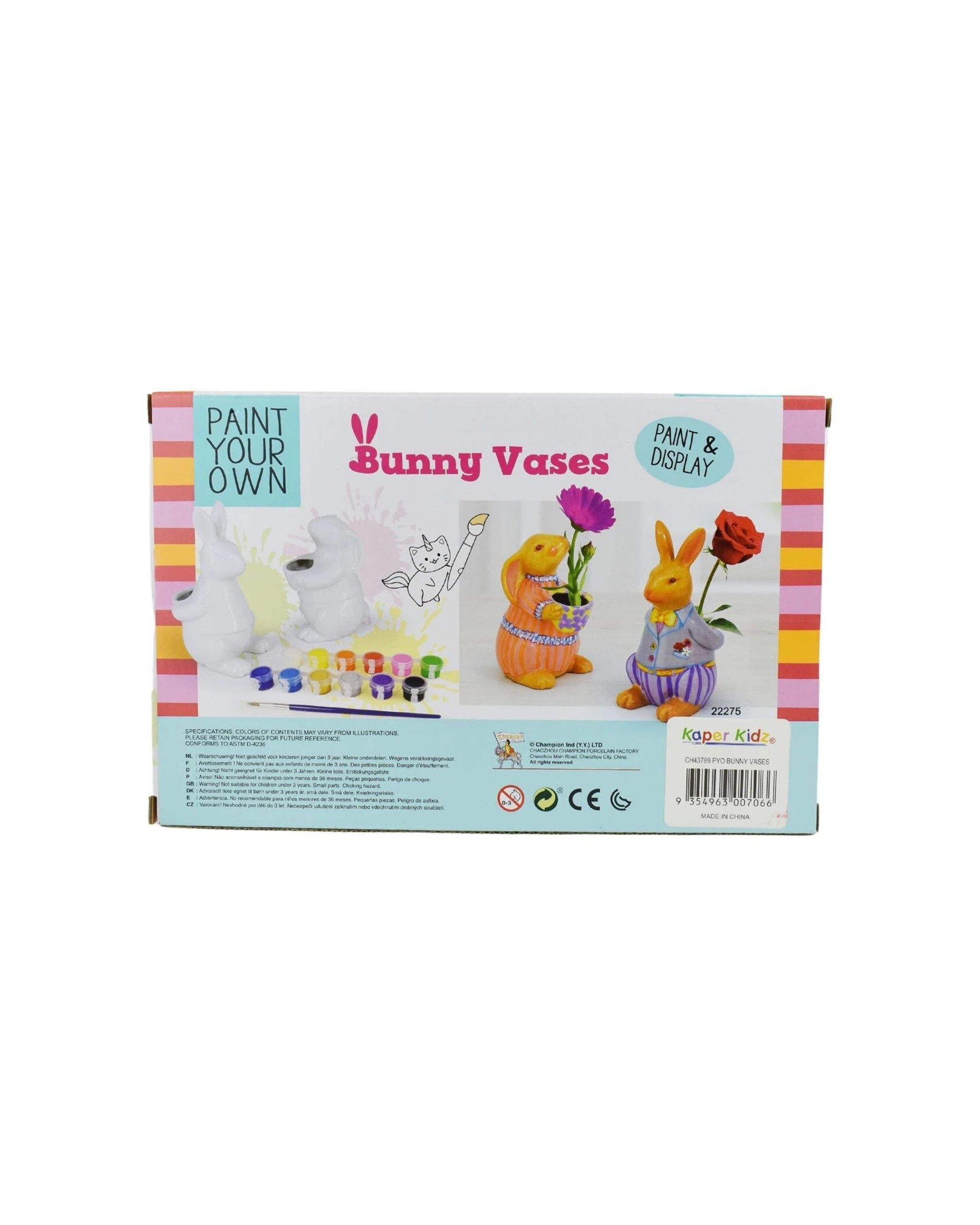 3 Kaper Kidz Pyo Bunny Vases Craft Kit Ceramic Painting Set Includes Paintbrush 5 Plus Age Range - Multi, 3 of 7