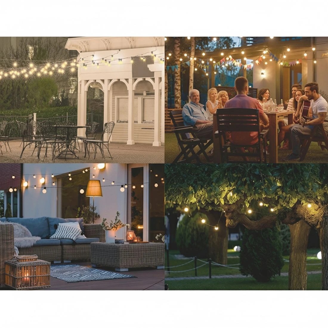 3 91m Festoon Lights Christmas Fairy String Lights Outdoor Party Garden - Black, 3 of 4