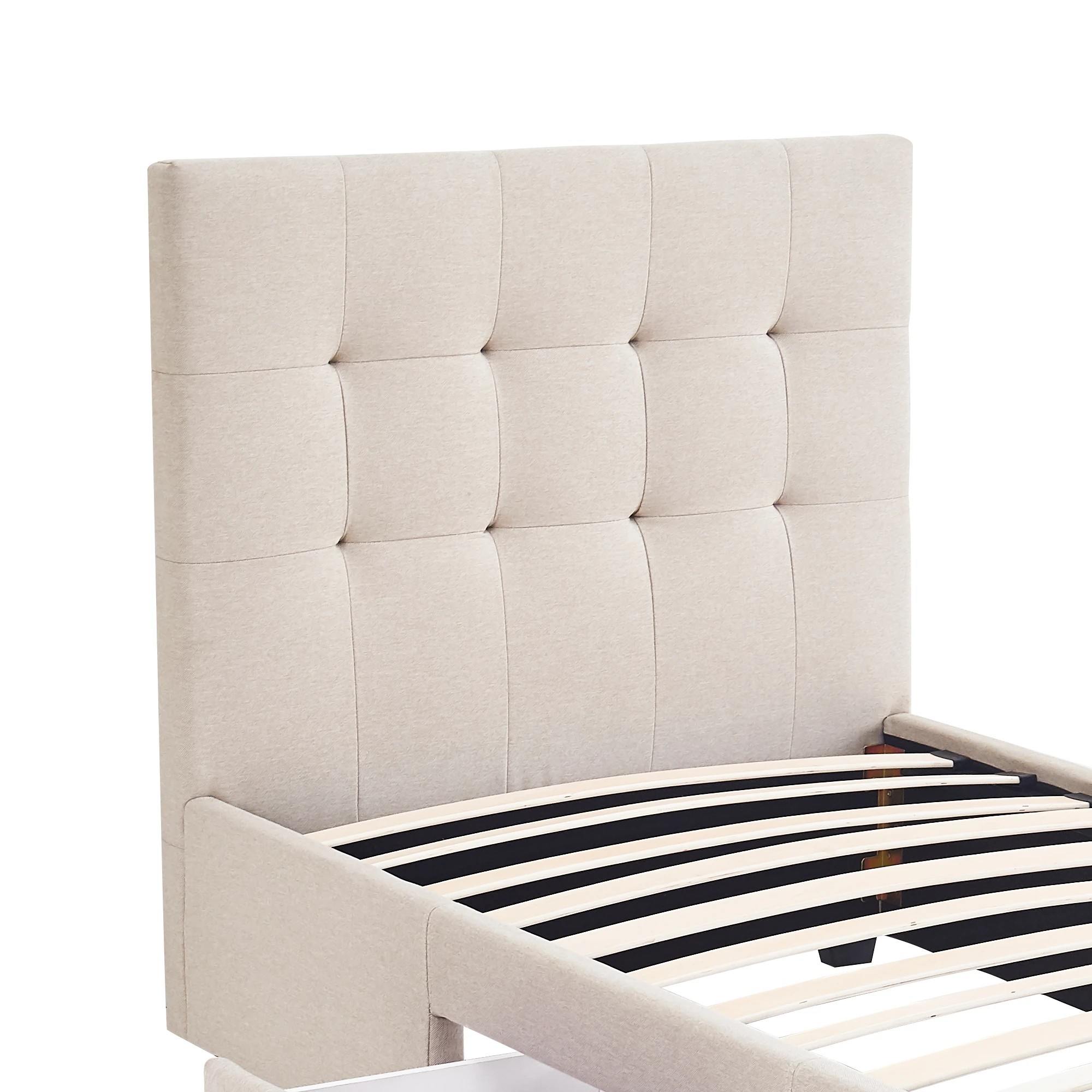 5 Levede Single Storage Bed Frame - Beige, 5 of 9