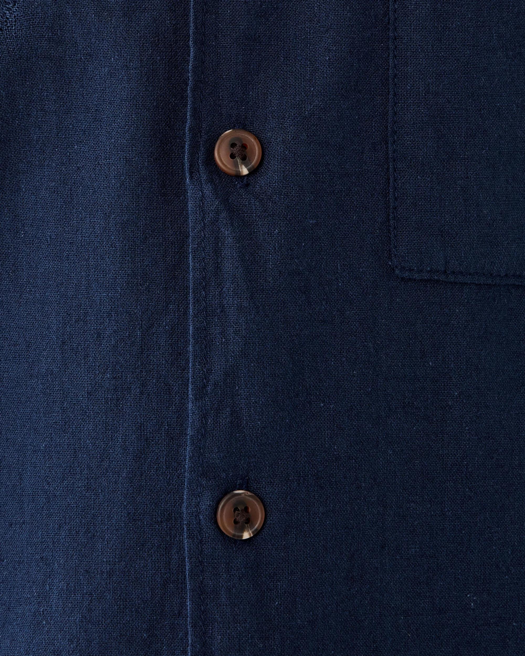 6 Short Sleeve Linen Shirt Dress Navy, 6 of 8