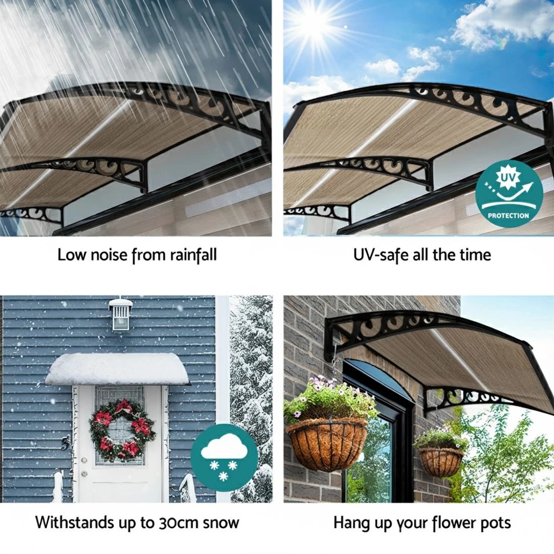 7 Instahut Window Door Awning 0.8mx1m - Brown, 7 of 9