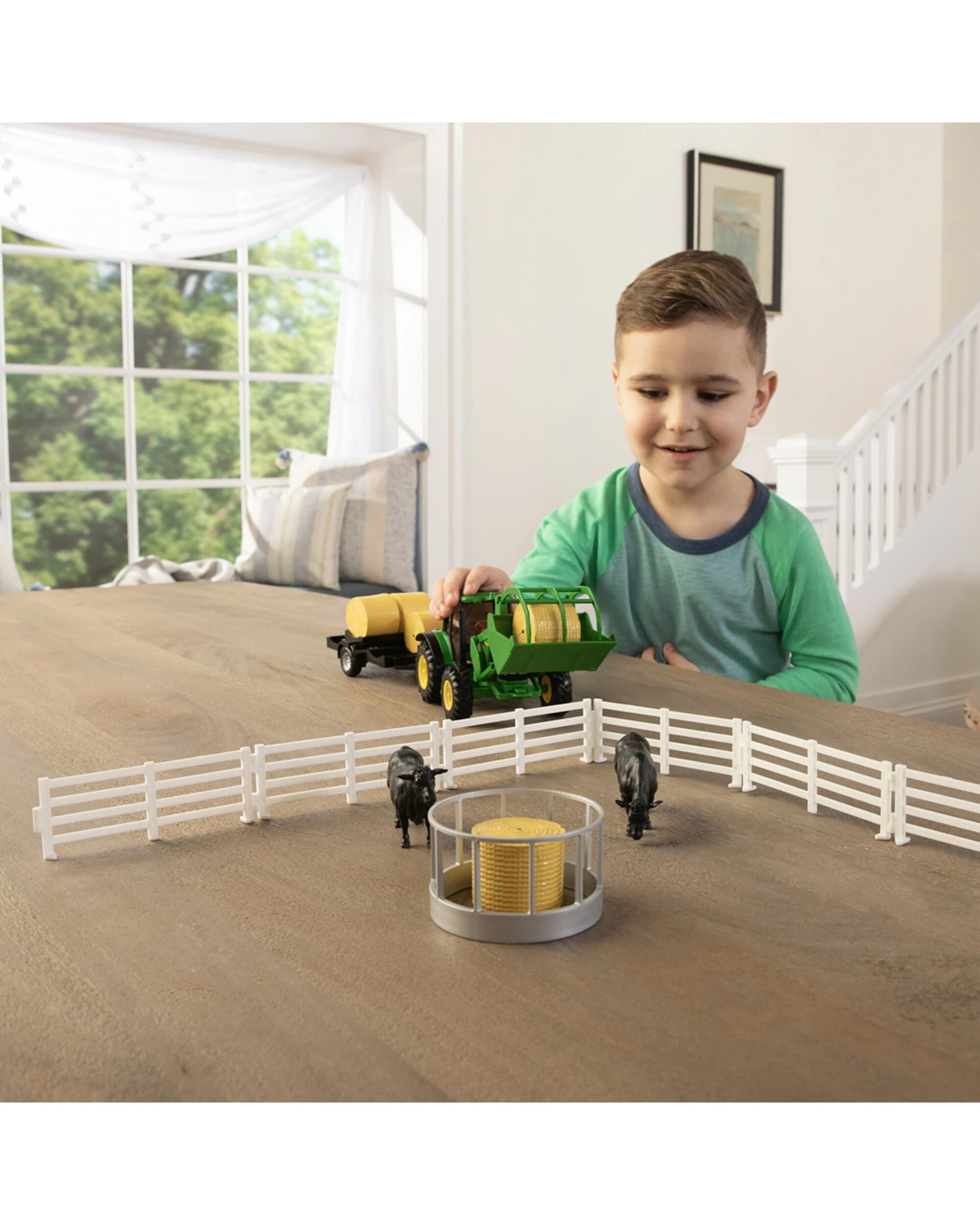 8 John Deere 21pc Hay Farm Set With Tractor Trailer And Farm Animals 1:32 Scale Toy Playset Kids - Black, 8 of 8