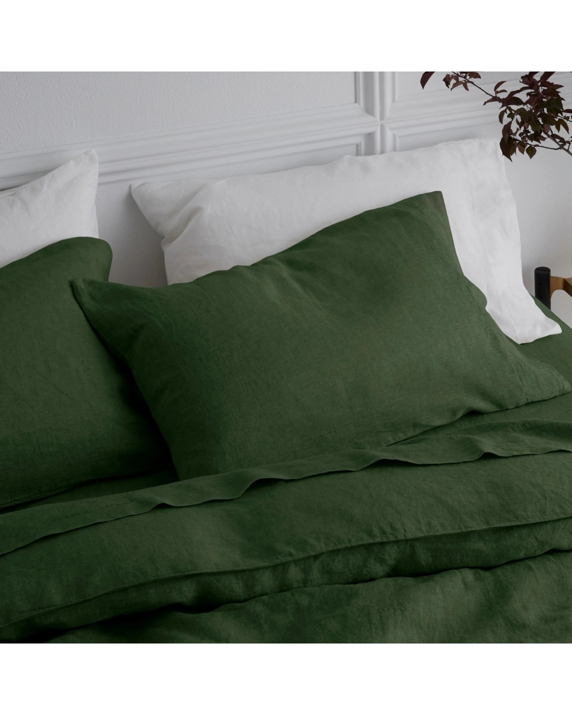 1 Bedding co 2pc Pillow Case Set 100% French Flax Linen Standard - One Size - Green, 1 of 5