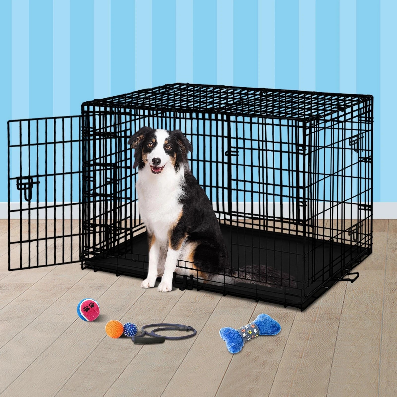 2 Beastie Dog Cage Kennel Metal Pet Crate Cat Collapsible Playpen 36" Large - Black, 2 of 9