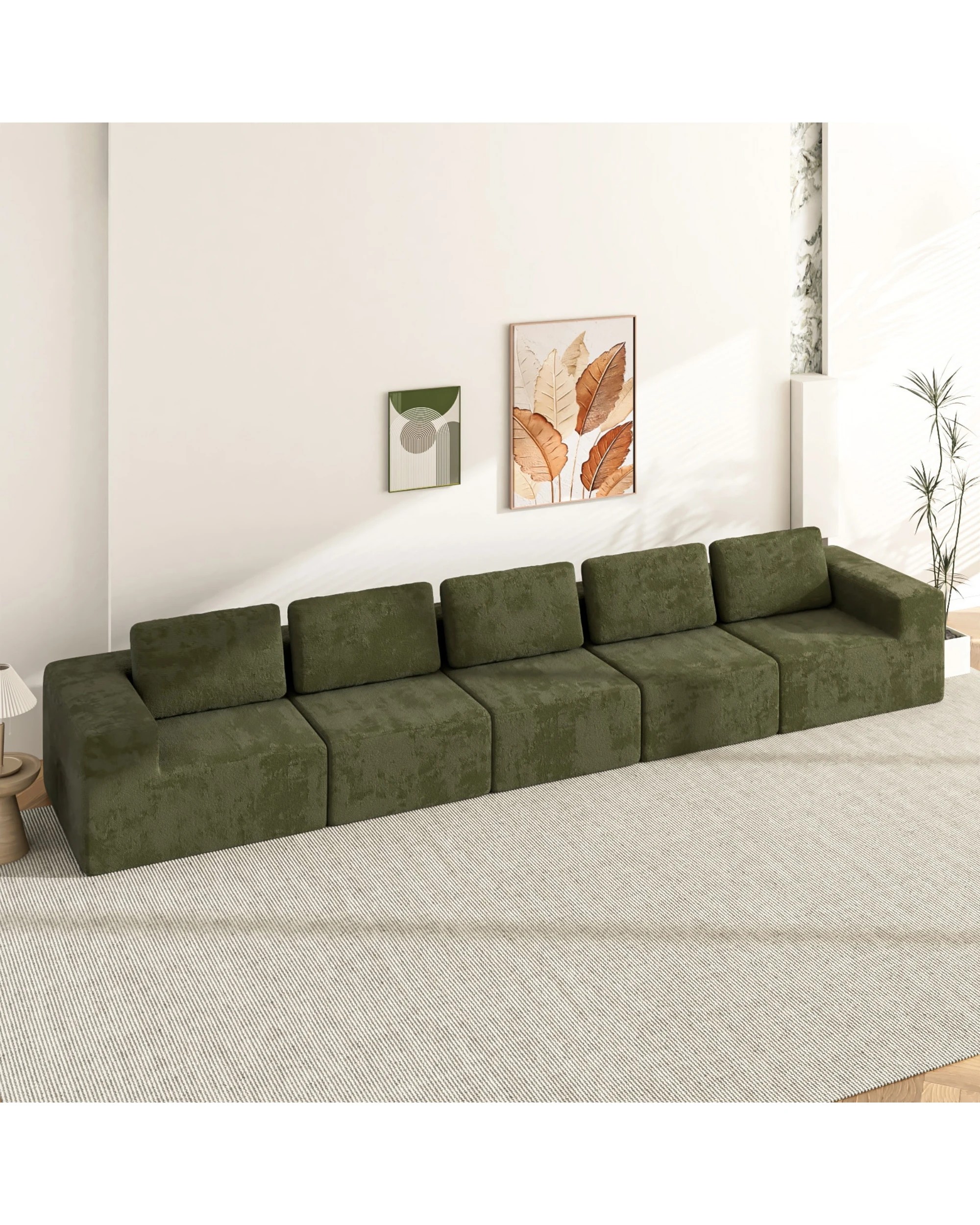 6 Advwin 415cm 5 Seater Sofa Modern Modular Sectional Couch No Assembly - Green, 6 of 10
