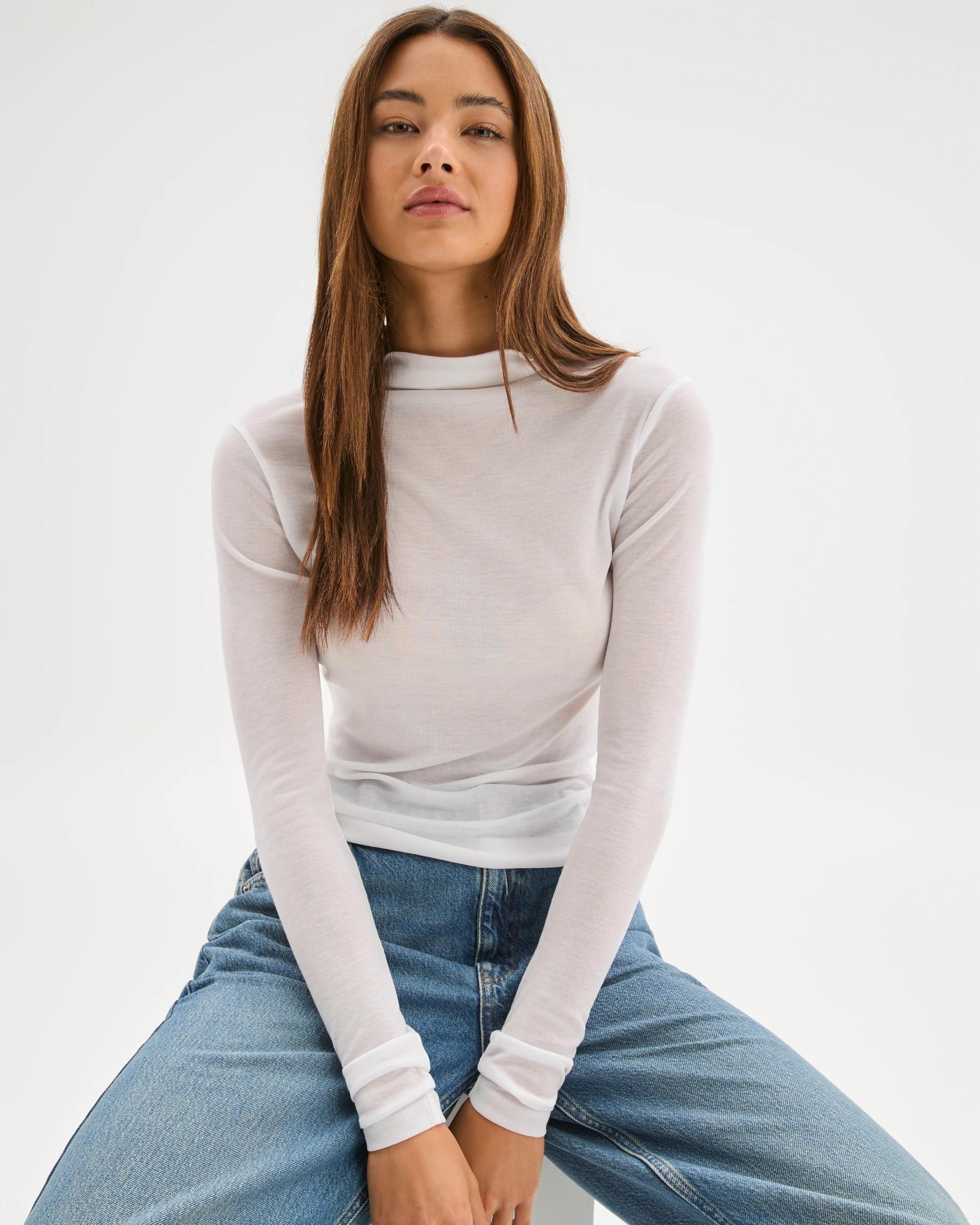6 Lily Loves Mock Neck Long Sleeve Top LILY WHITE, 6 of 6