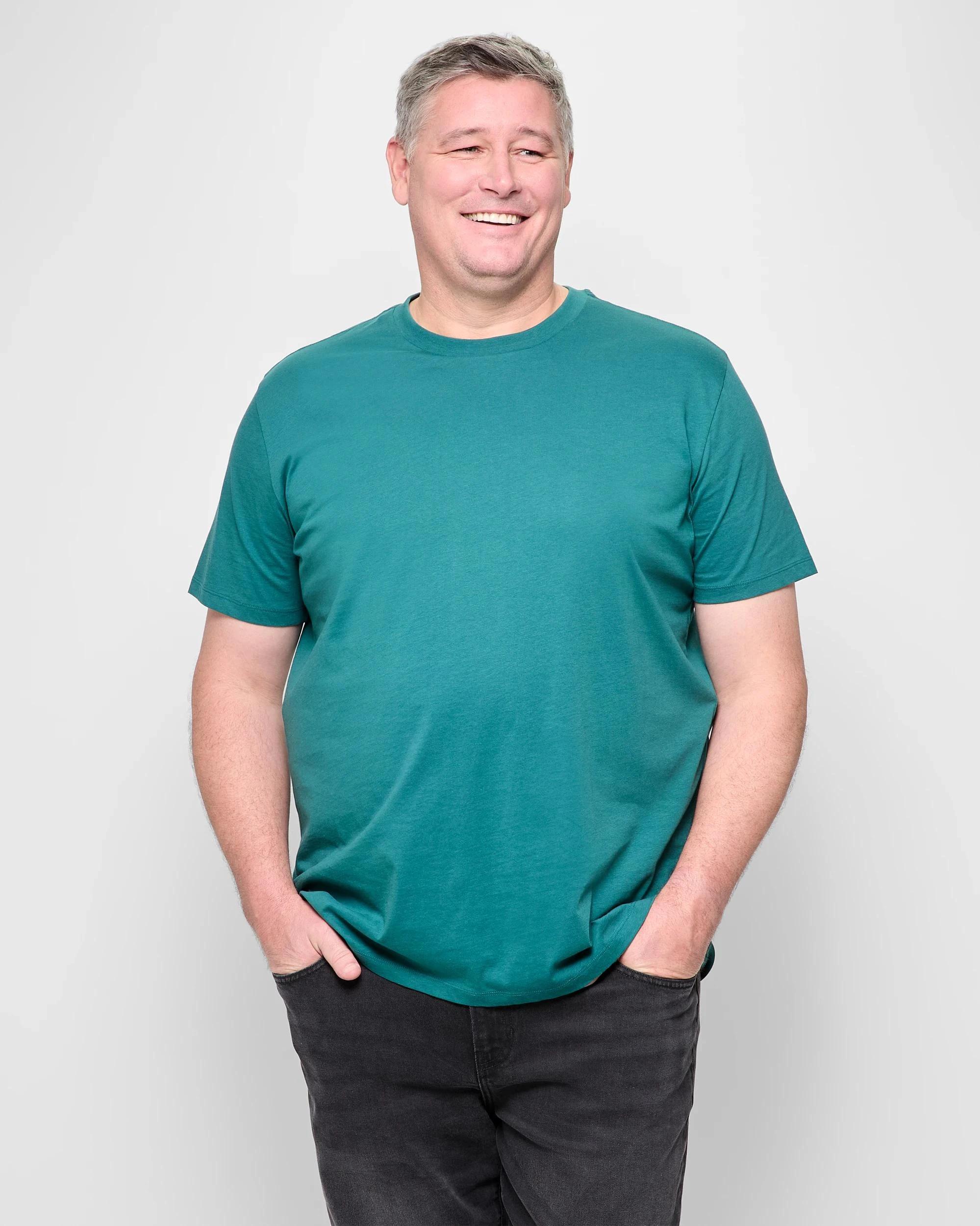 1 Target Man Plus Plus Size Australian Cotton Crew T-Shirt TEAL, 1 of 5