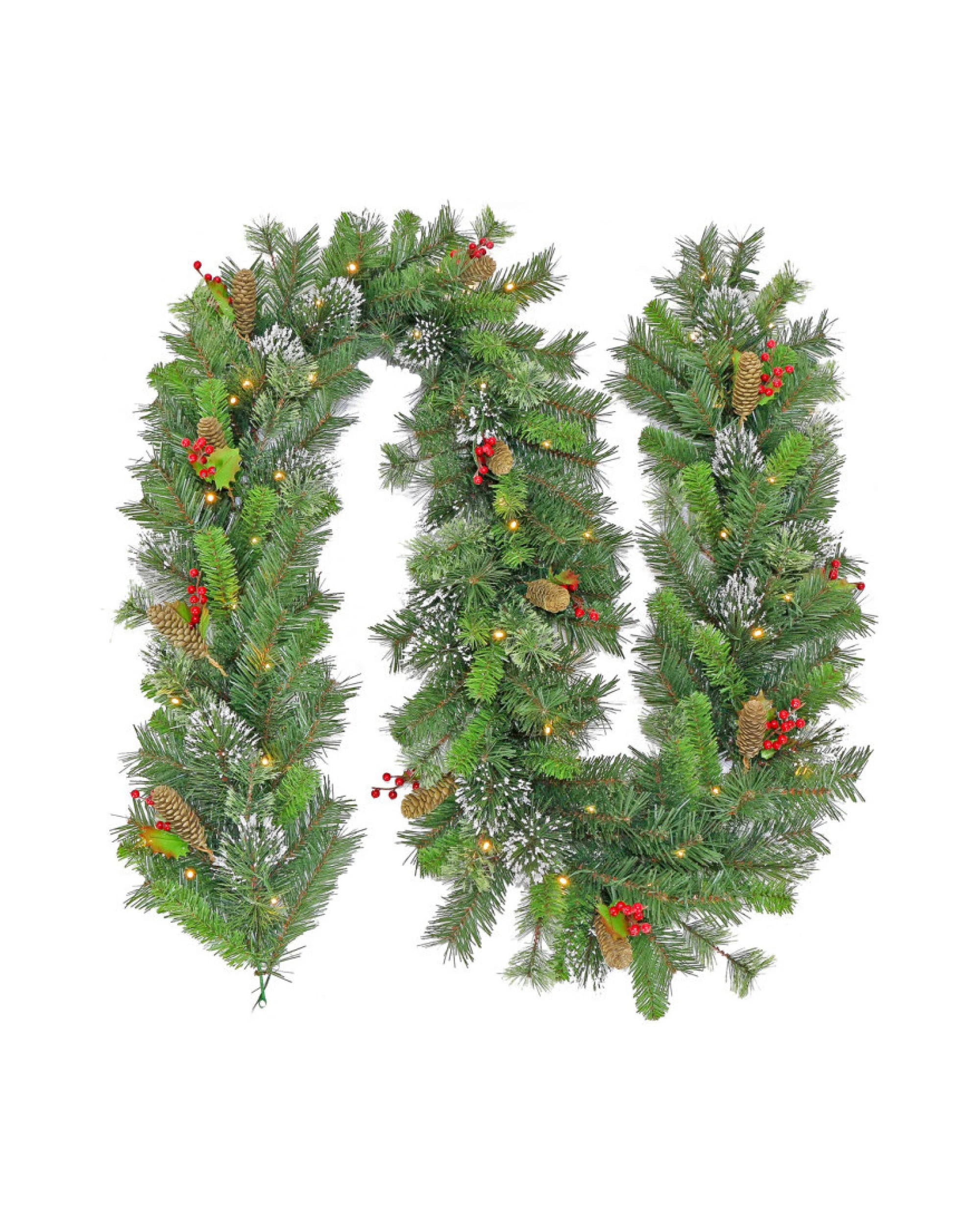 1 Christabelle 2.7m Christmas Garland with LED Lights Snow Berries Pine Cones Tree Decoration Ornament, 1 of 3