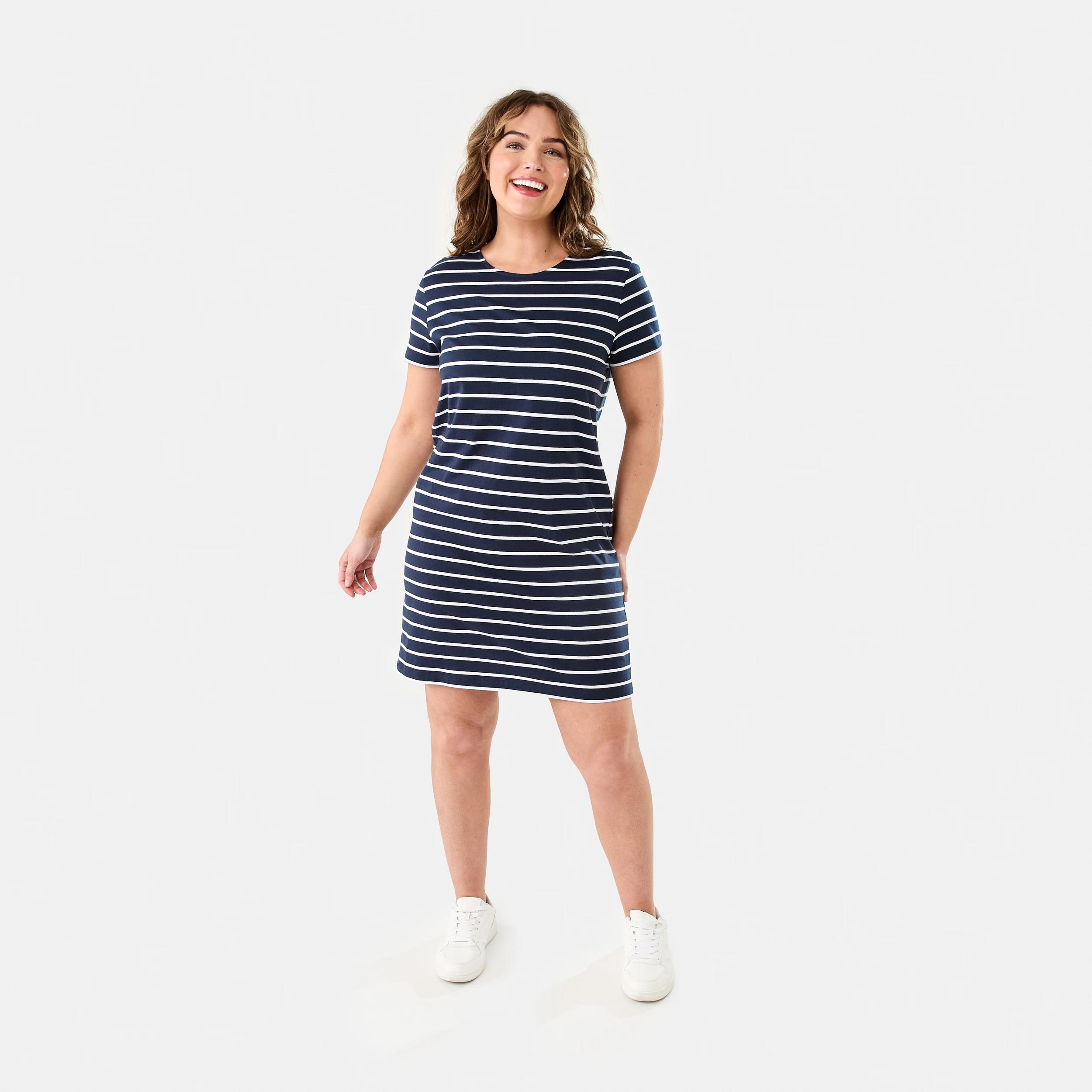 7 Short Sleeve Relaxed T-shirt Mini Dress STRIPE NAVY BLAZER, 7 of 7