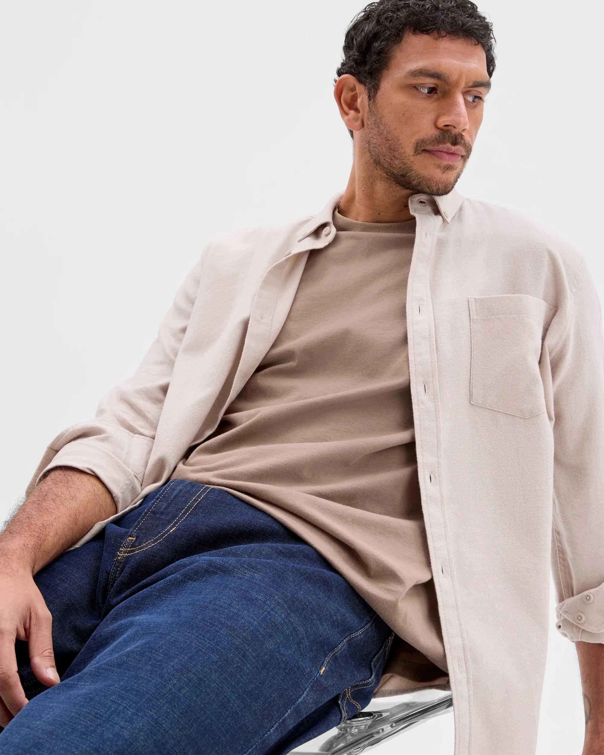 2 Target Australian Cotton Long Sleeve Oxford Shirt STONE, 2 of 6