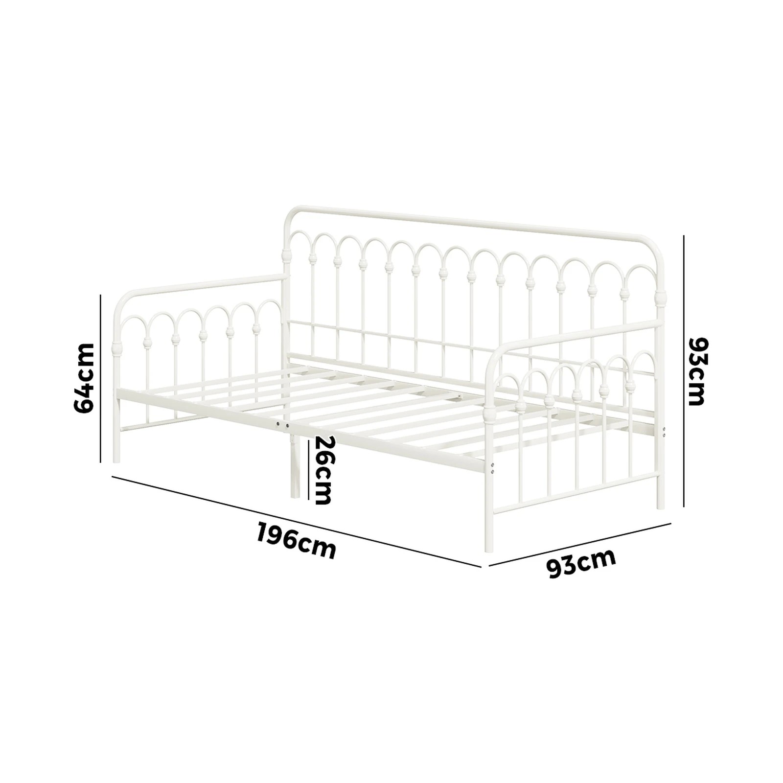 9 Oikiture Metal Daybed Frame Single Size Sofa Bed Steel Slat Support
 - Beige, 9 of 9