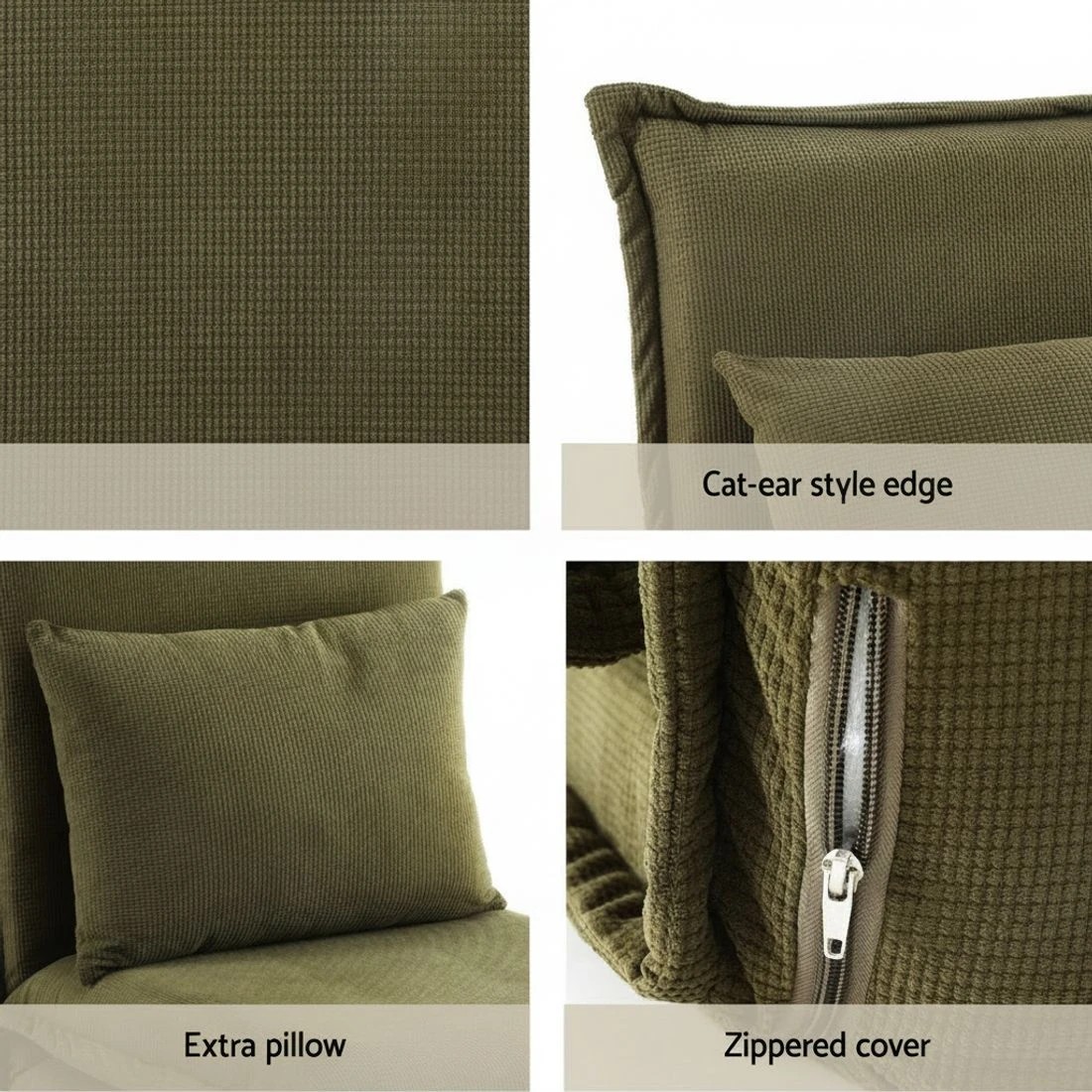 6 Artiss Floor Lounge Sofa Bed Foldable - Green, 6 of 7