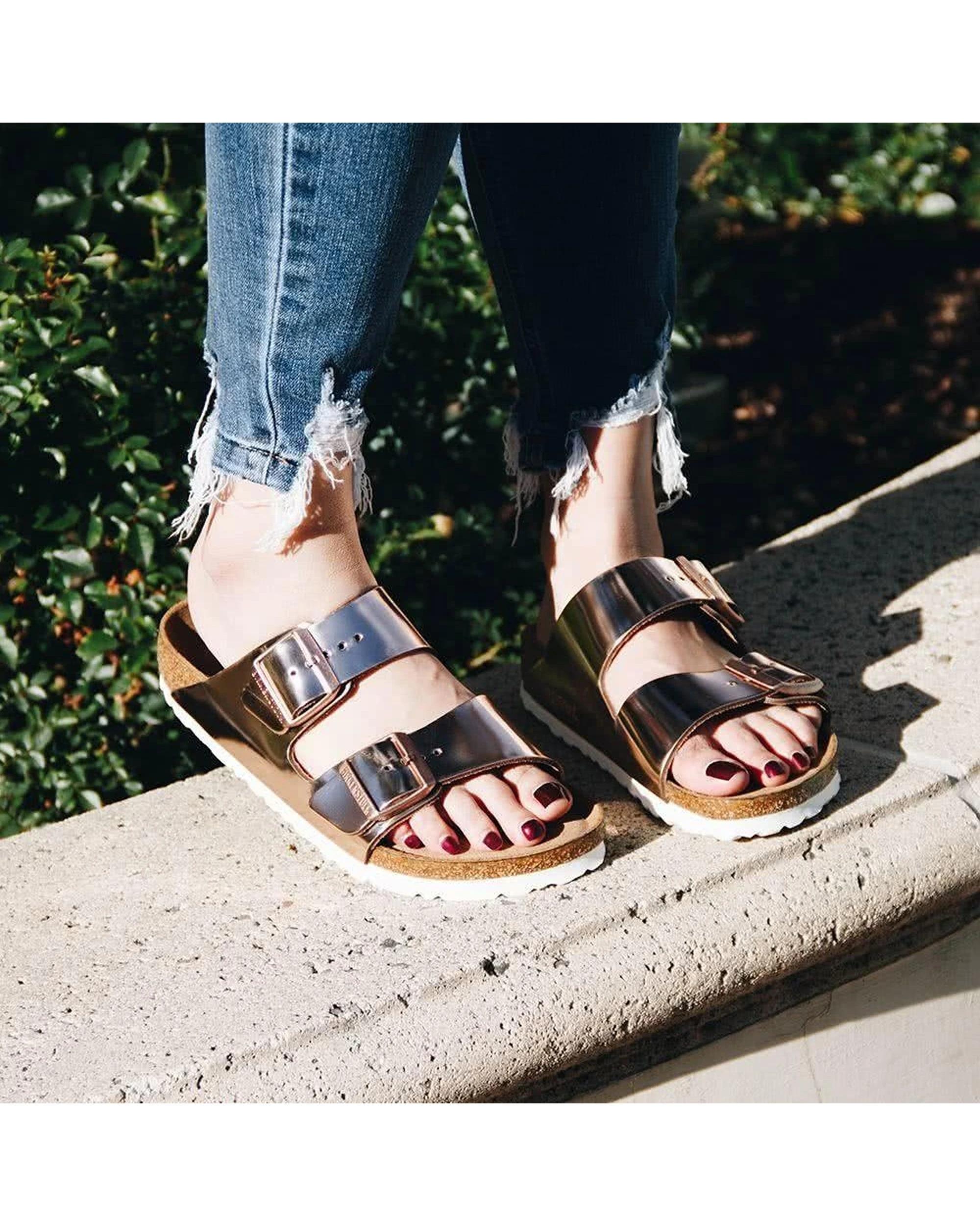 5 Birkenstock Arizona Soft Footbed Leather Sandals Regular METALLIC COPPER, 5 of 5