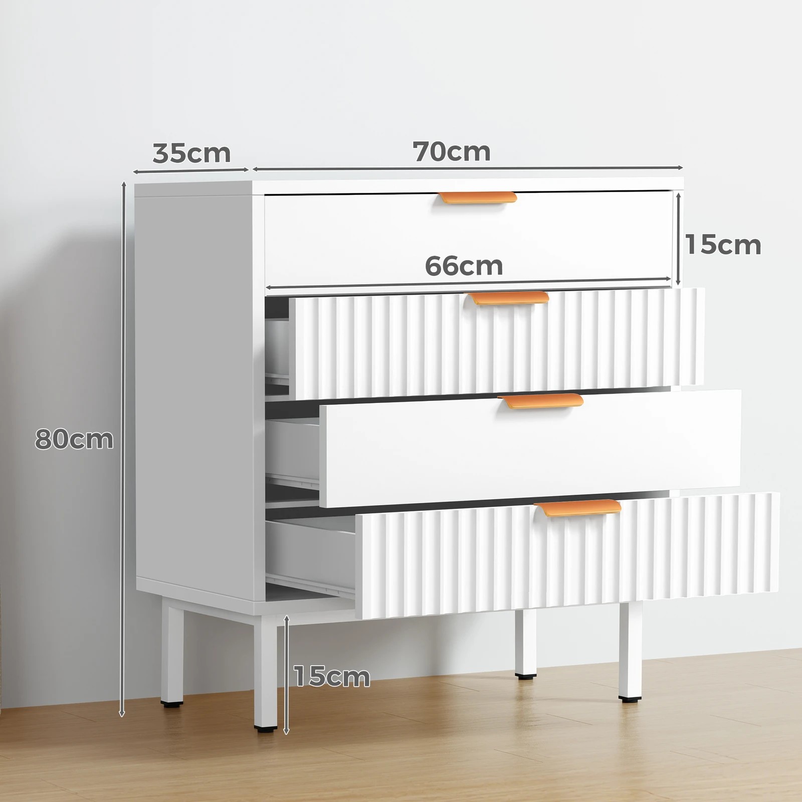 8 Alfordson 4 Chest of Drawers Dresser Tallboy - White, 8 of 10