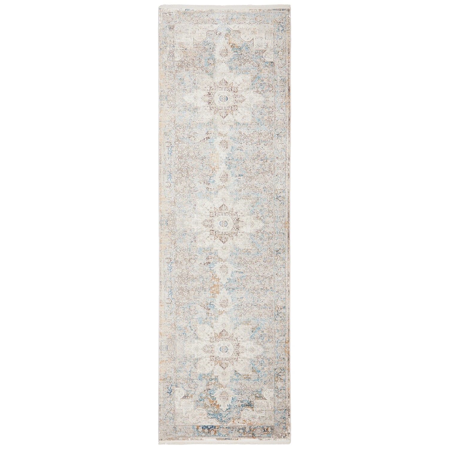 1 Common Ground Rugs Glimmers 104 400x80cm Runner - Large Bamboo Silk Power Loomed Rug - Blue, 1 of 9