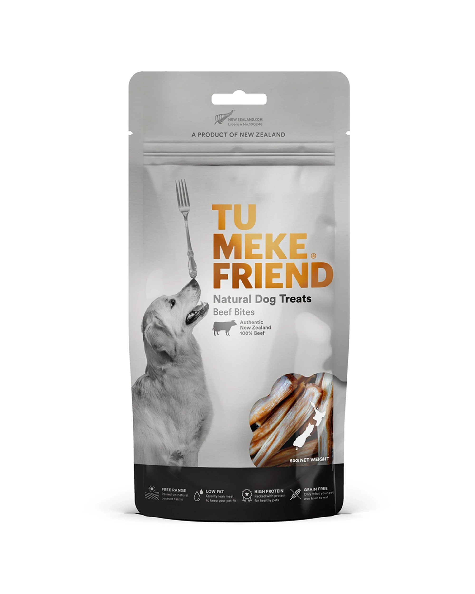 1 Tu Meke Friend Air-Dried Natural Dog Treats Beef Bites 50g - Plain, 1 of 3