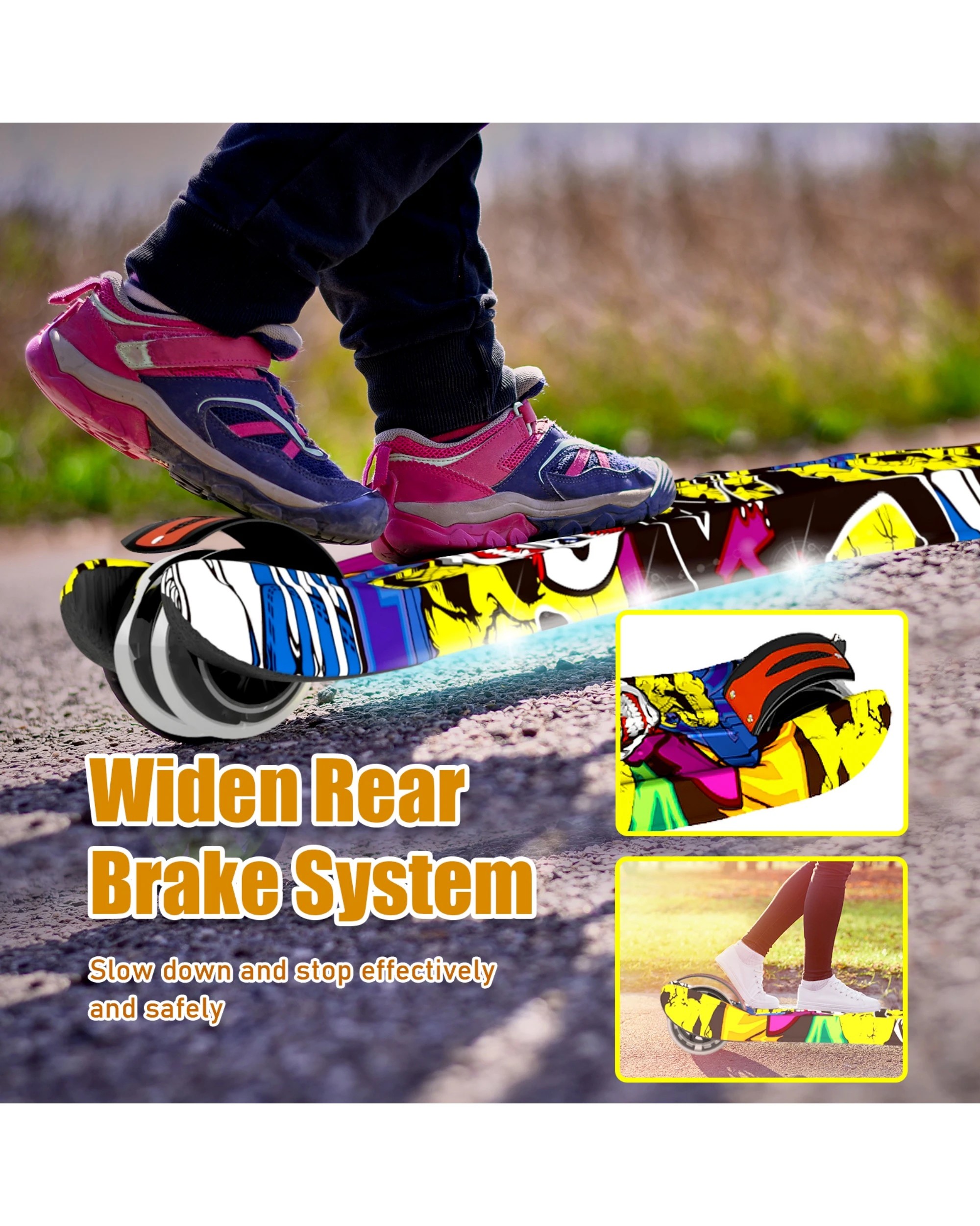 4 Advwin Foldable Kids Scooter w/ Music Light Up 3 Wheels Graffiti, 4 of 10