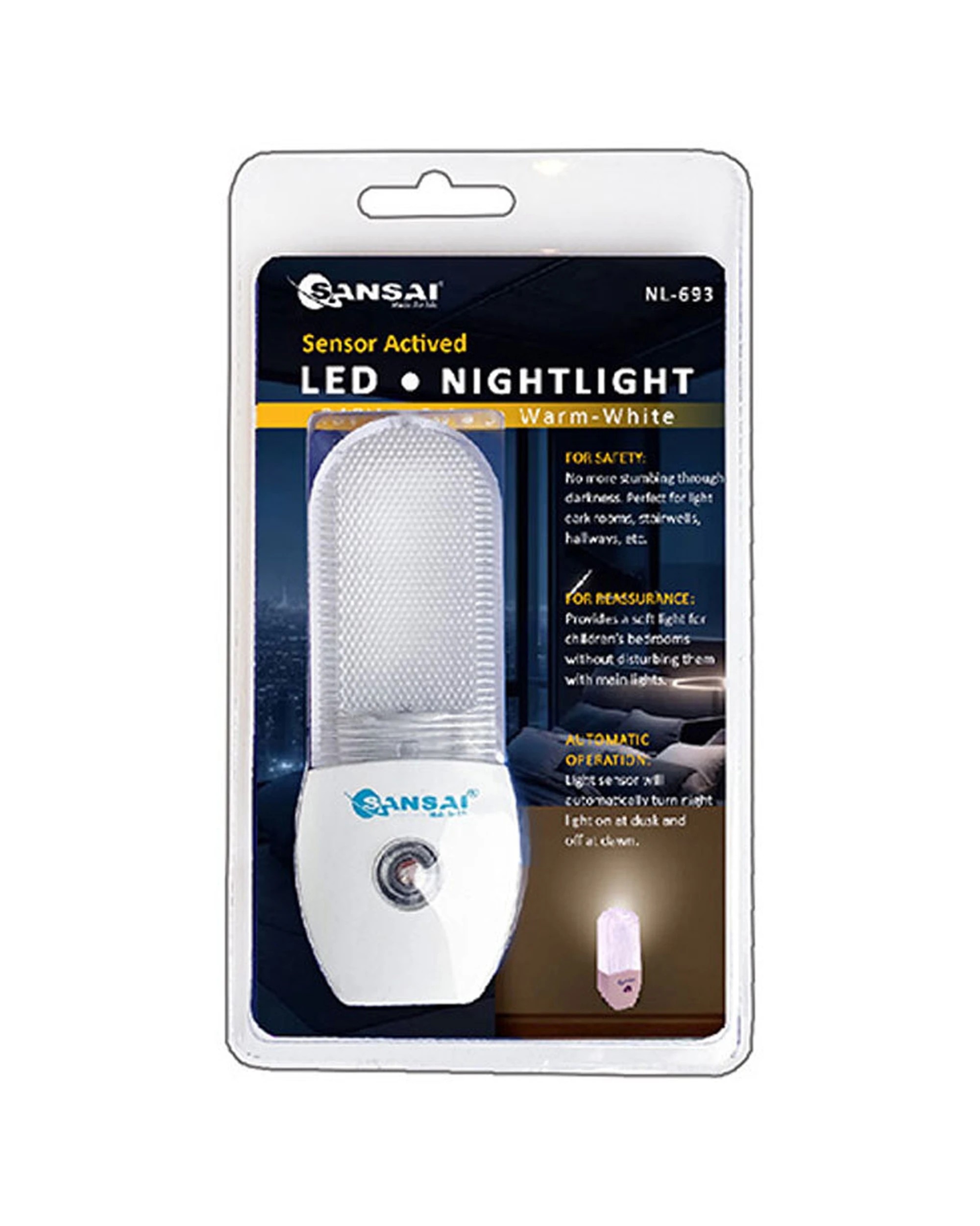 1 Sansai Auto Sensor LED Portable Night Warm Light 10000mAh 14x7 cm - White, 1 of 2