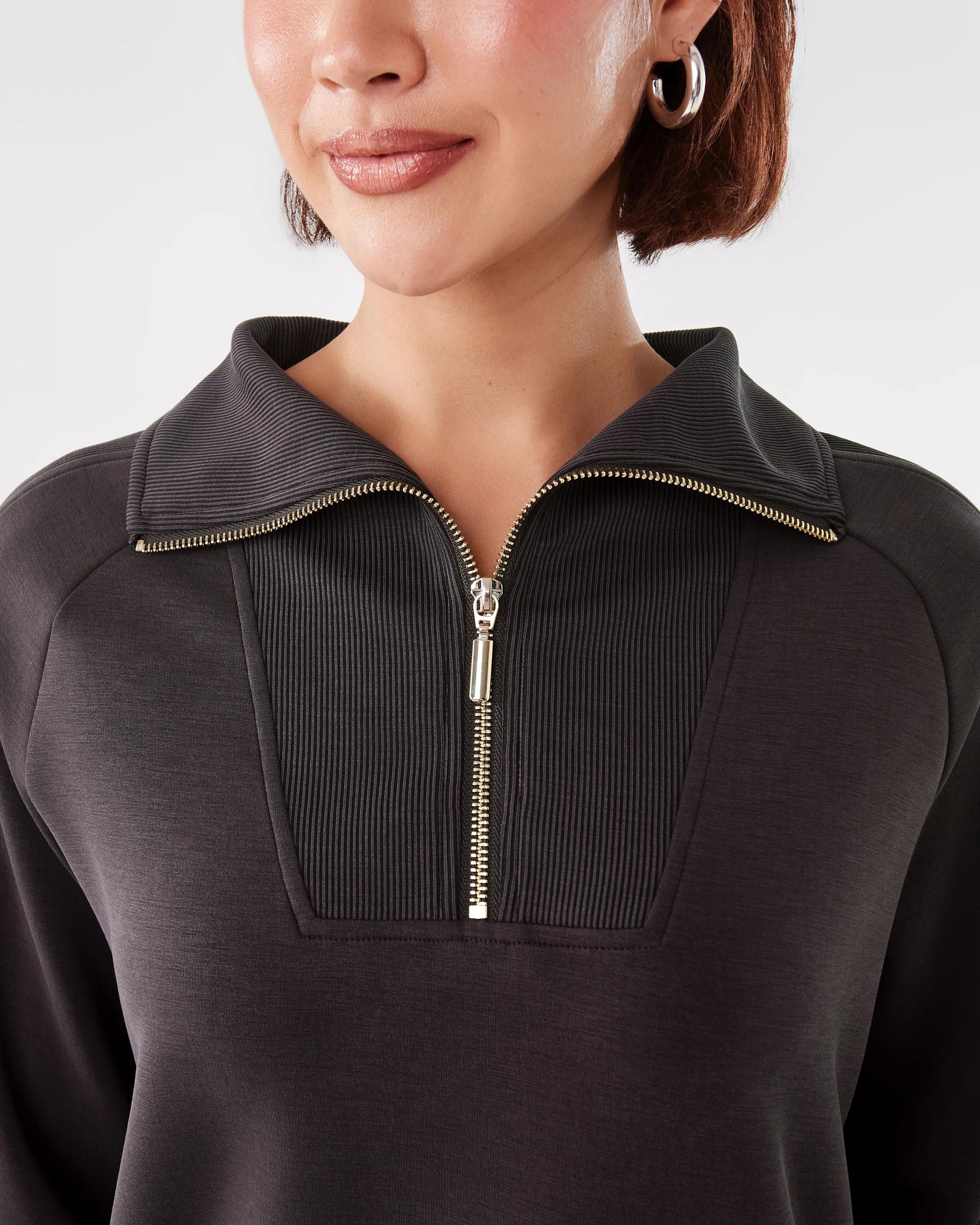 7 Active Womens Soft Modal Quarter Zip Jumper Espresso, 7 of 8