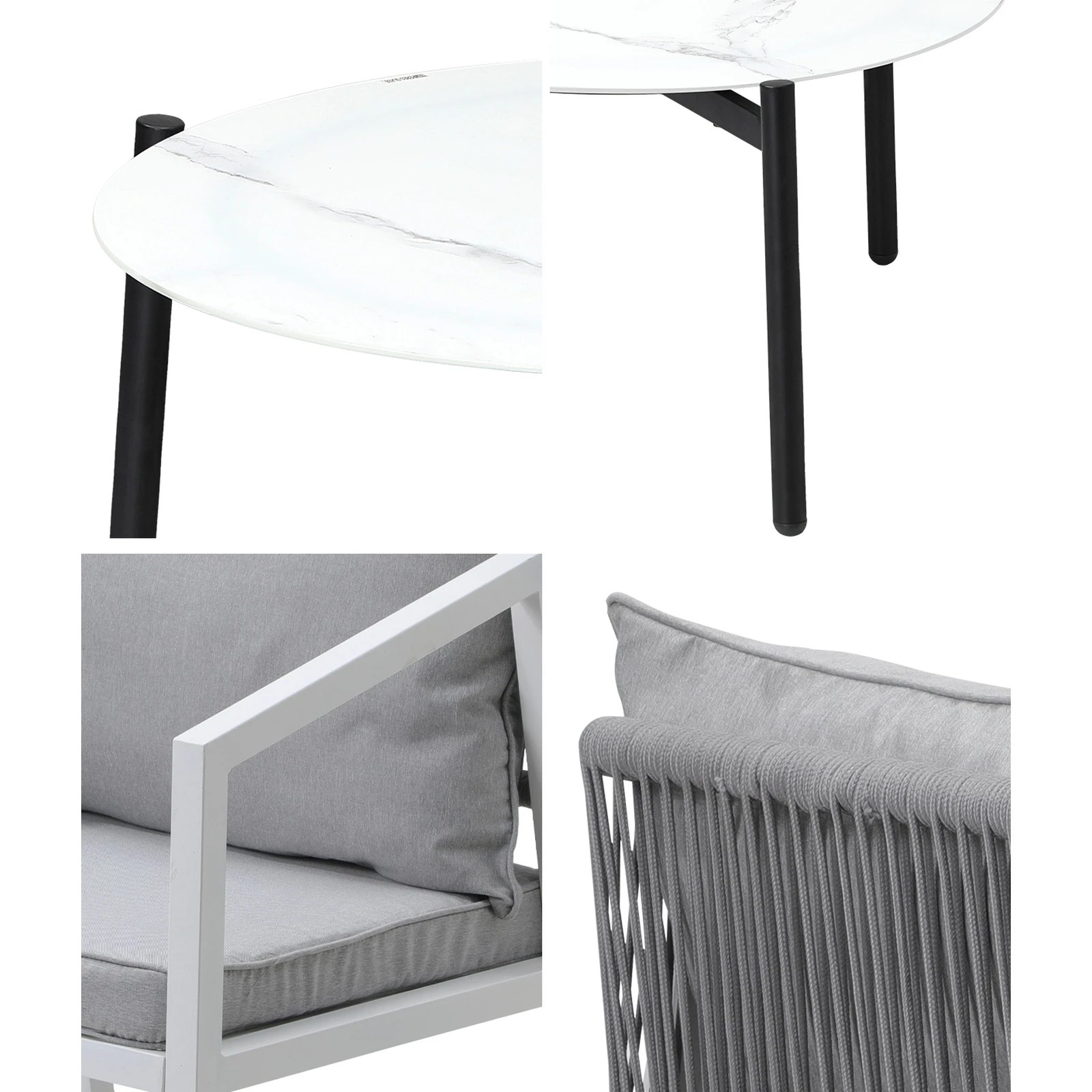 5 Livsip Outdoor Patio Setting Furniture Lounge Set White 70cm Coffee Table - Multi, 5 of 9