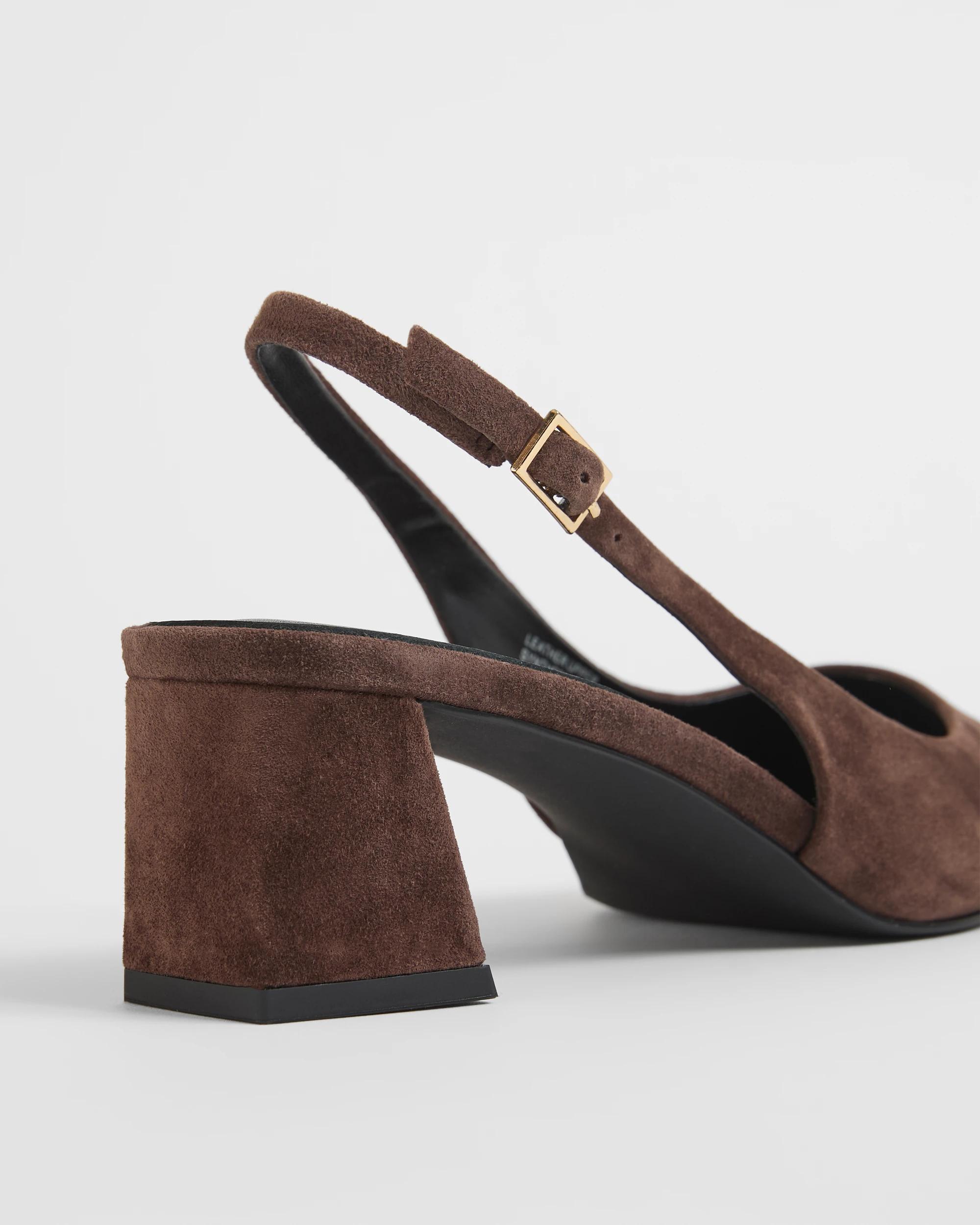 3 Target Woman Genuine Suede Leather Point Block Heels - Daria II CHOCOLATE, 3 of 3