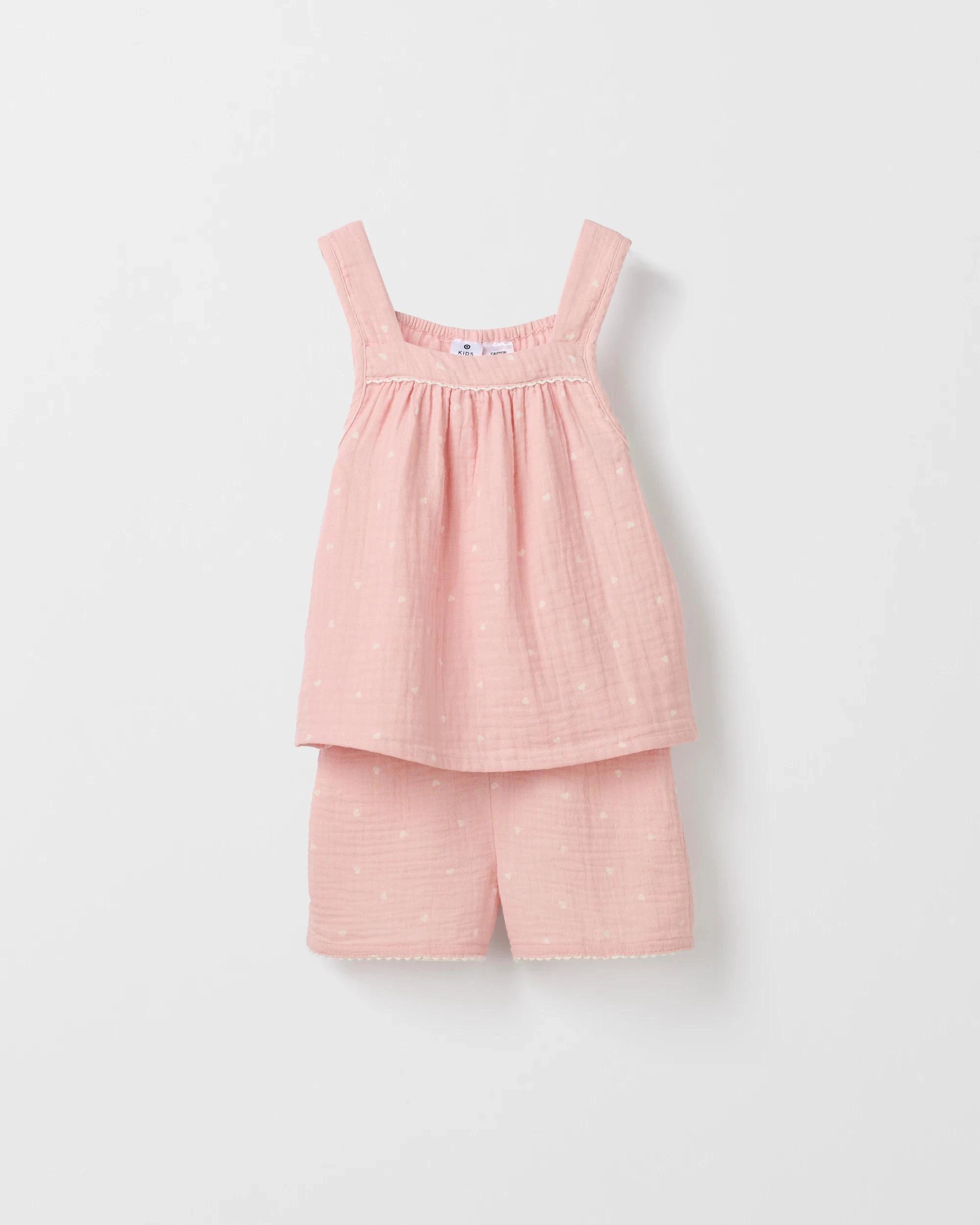 6 Target Australian Cotton Younger Girls Double Cloth Cami Short Pyjama Set HEART, 6 of 8