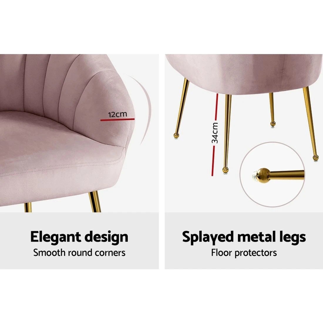 5 Artiss Armchair Velvet  Eloise - Pink, 5 of 5