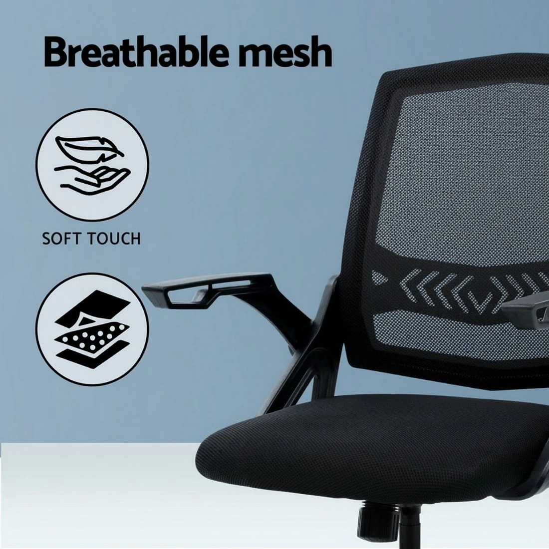 4 Artiss Office Chair Drafting Stool Mesh Chairs - Black, 4 of 6