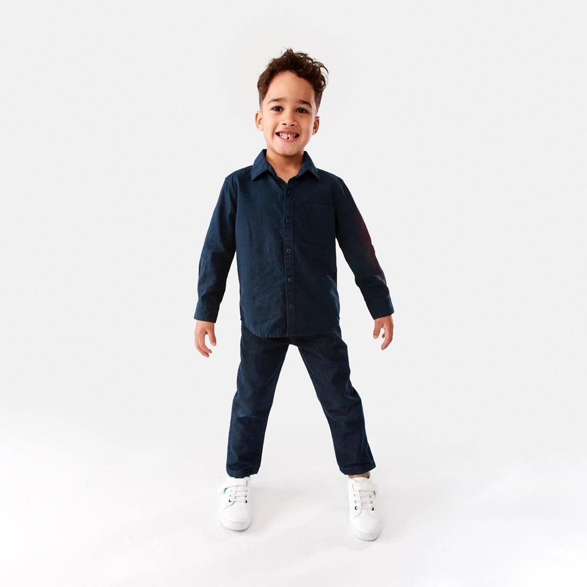 7 Long Sleeve Linen Shirt Dress Navy, 7 of 10