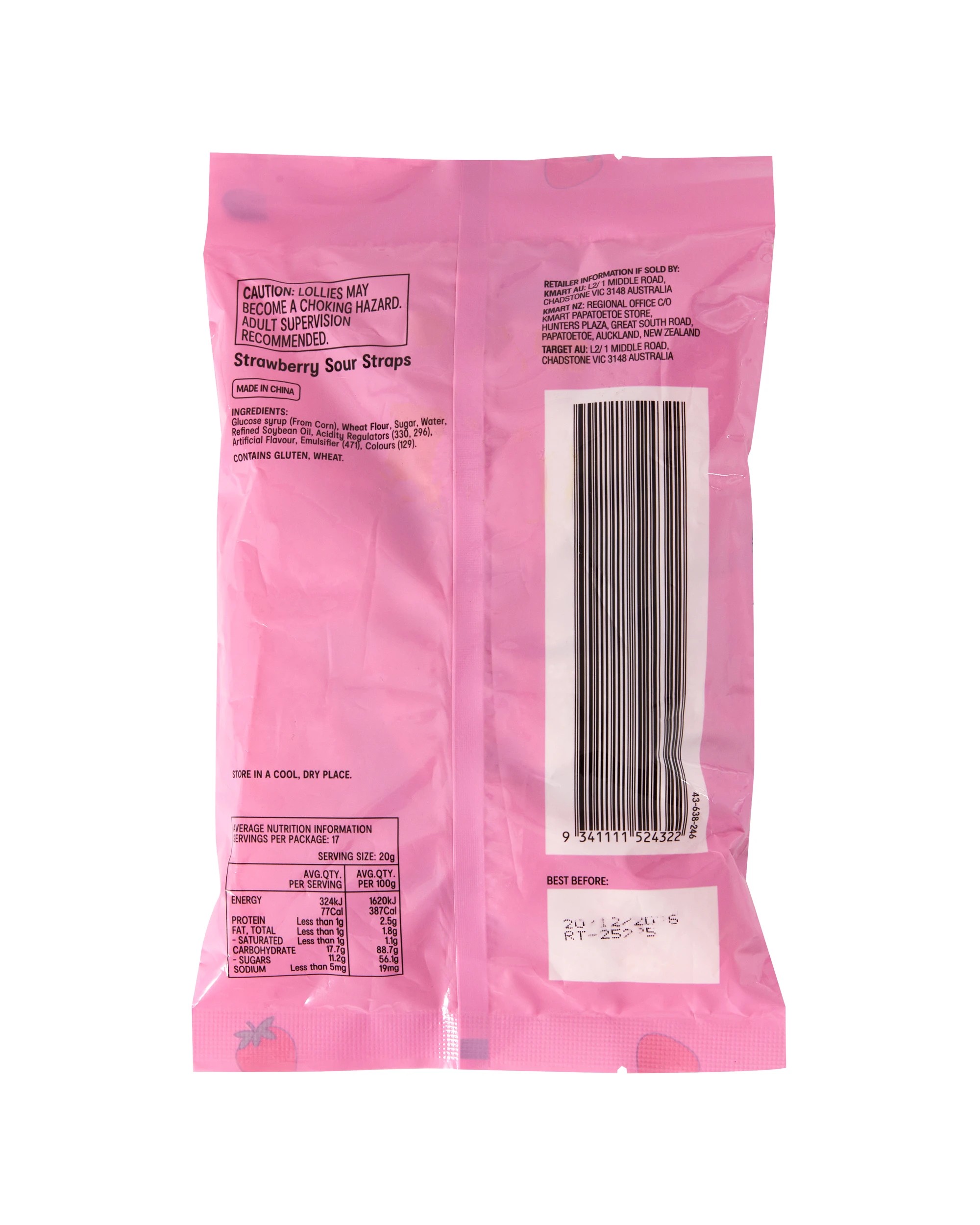 3 Strawberry Sour Straps 350g, 3 of 3