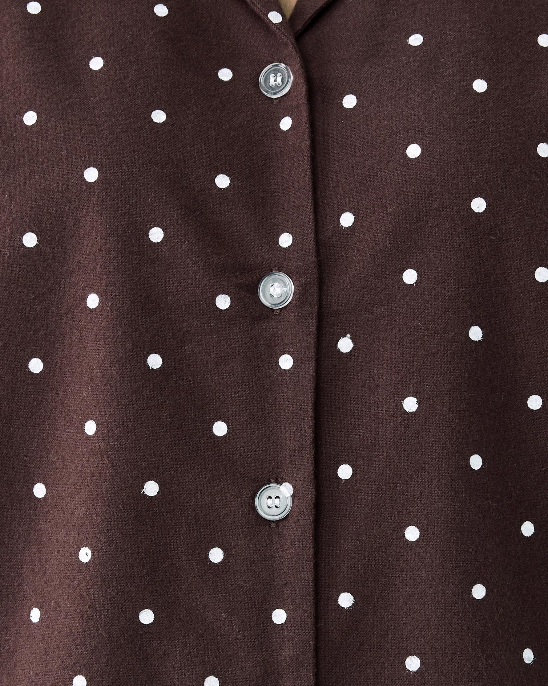 7 Cotton Flannel Pyjama Set Dots Choc, 7 of 7