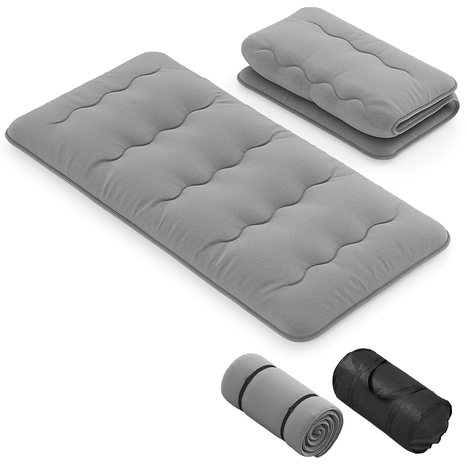 1 Costway Single Size Foldable Mattress Portable Roll Up Mat Japanese Floor Mattress w/Carry Bag - Grey, 1 of 3