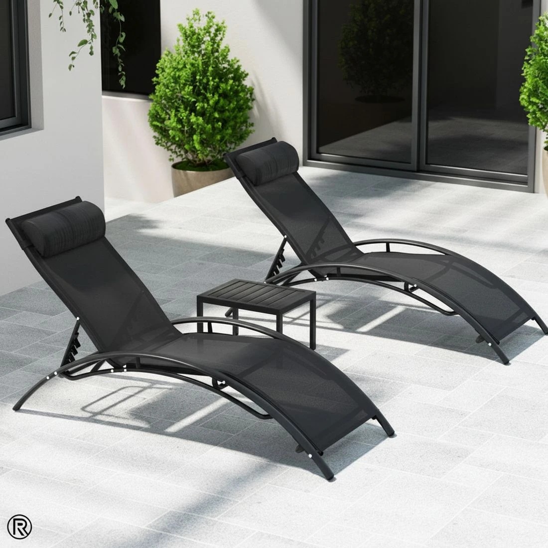 5 Gardeon 3PC Sun Lounge Outdoor Lounger - Black, 5 of 5