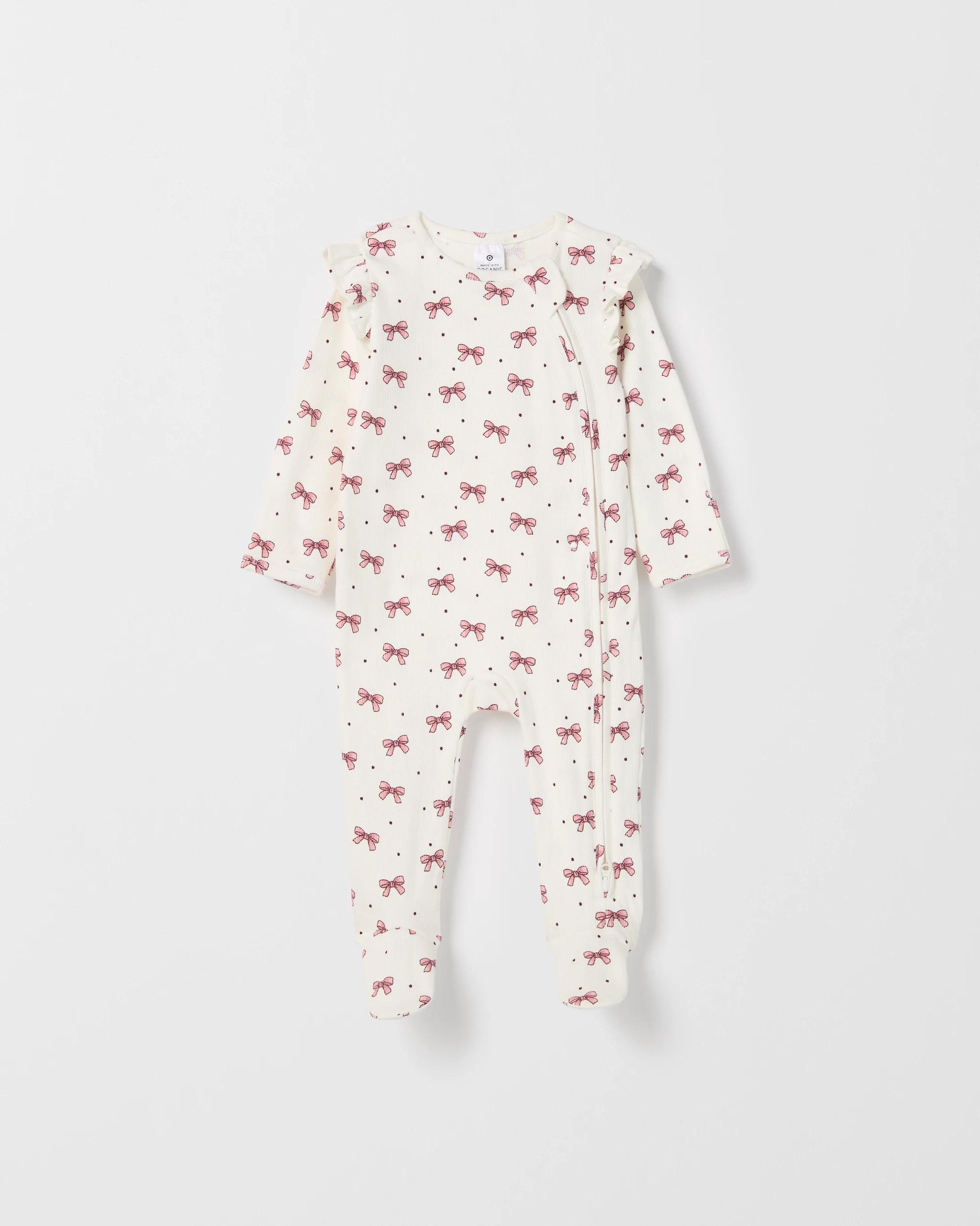 3 Target Baby Organic Cotton 3 Pack Zip Coverall BEAR BOW LOTUS, 3 of 6