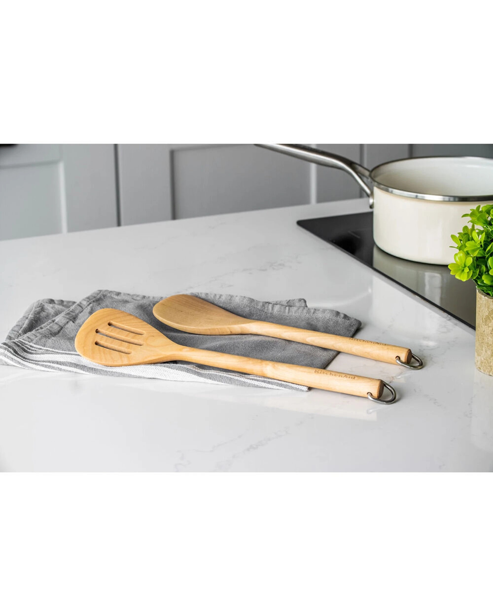 6 KitchenAid 4PK Birchwood Slotted Turner Wooden Kitchen Utensil Cooking Tool - Beige, 6 of 6