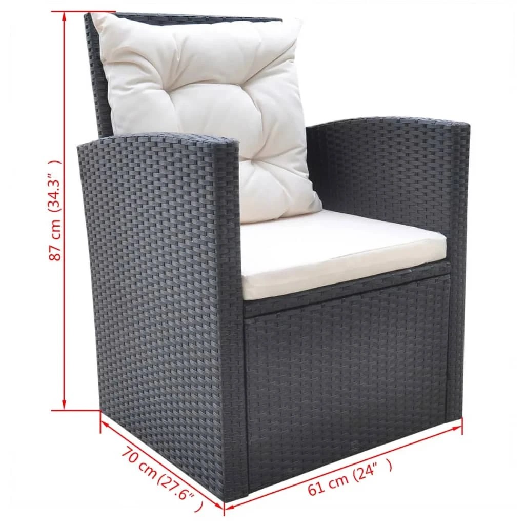 7 vidaXL 6 Piece Outdoor Dining Set With Cushions Poly Rattan - Black, 7 of 8