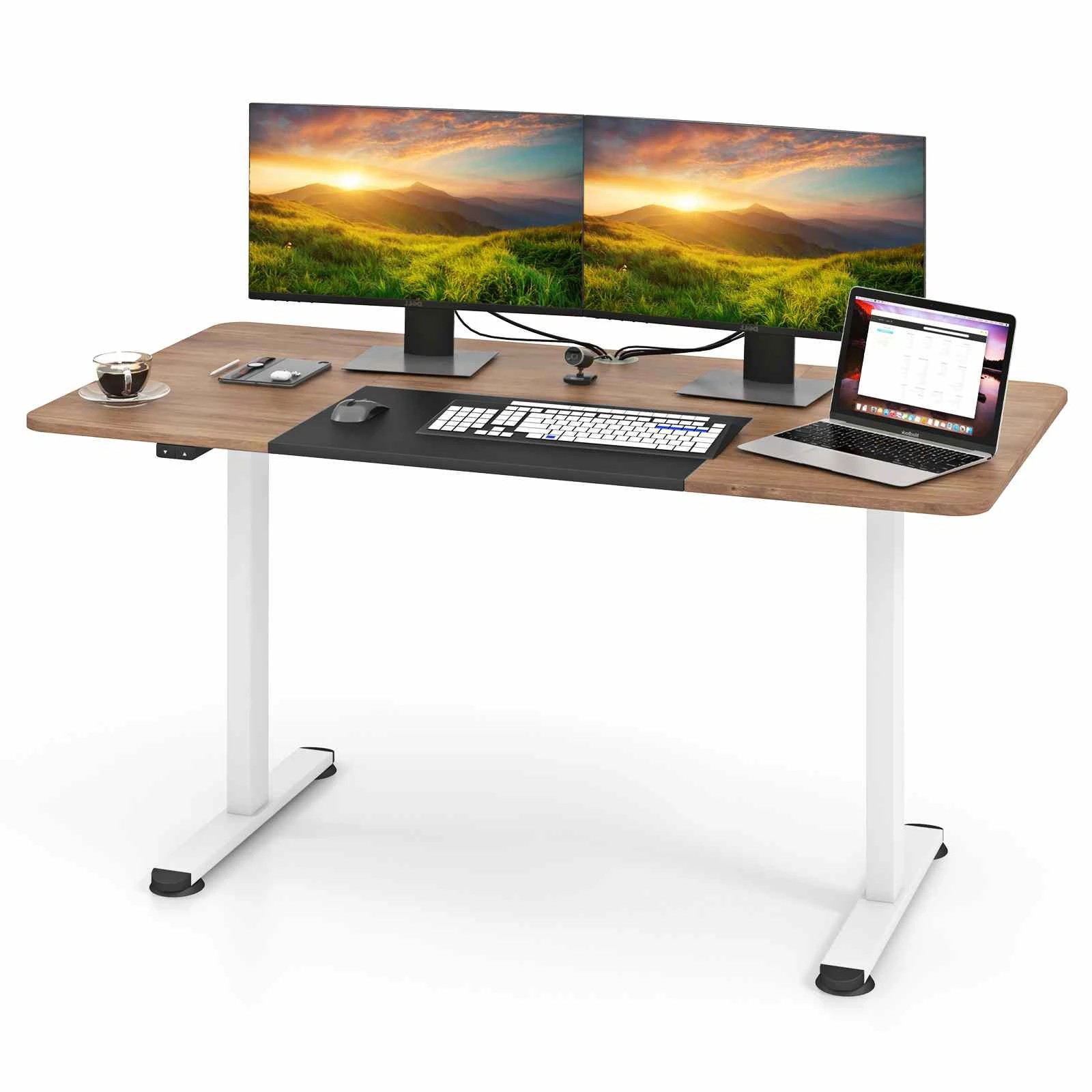3 Costway 140cm Electric Standing Desk Motorised Sit Stand Table Home Office - Natural, 3 of 3