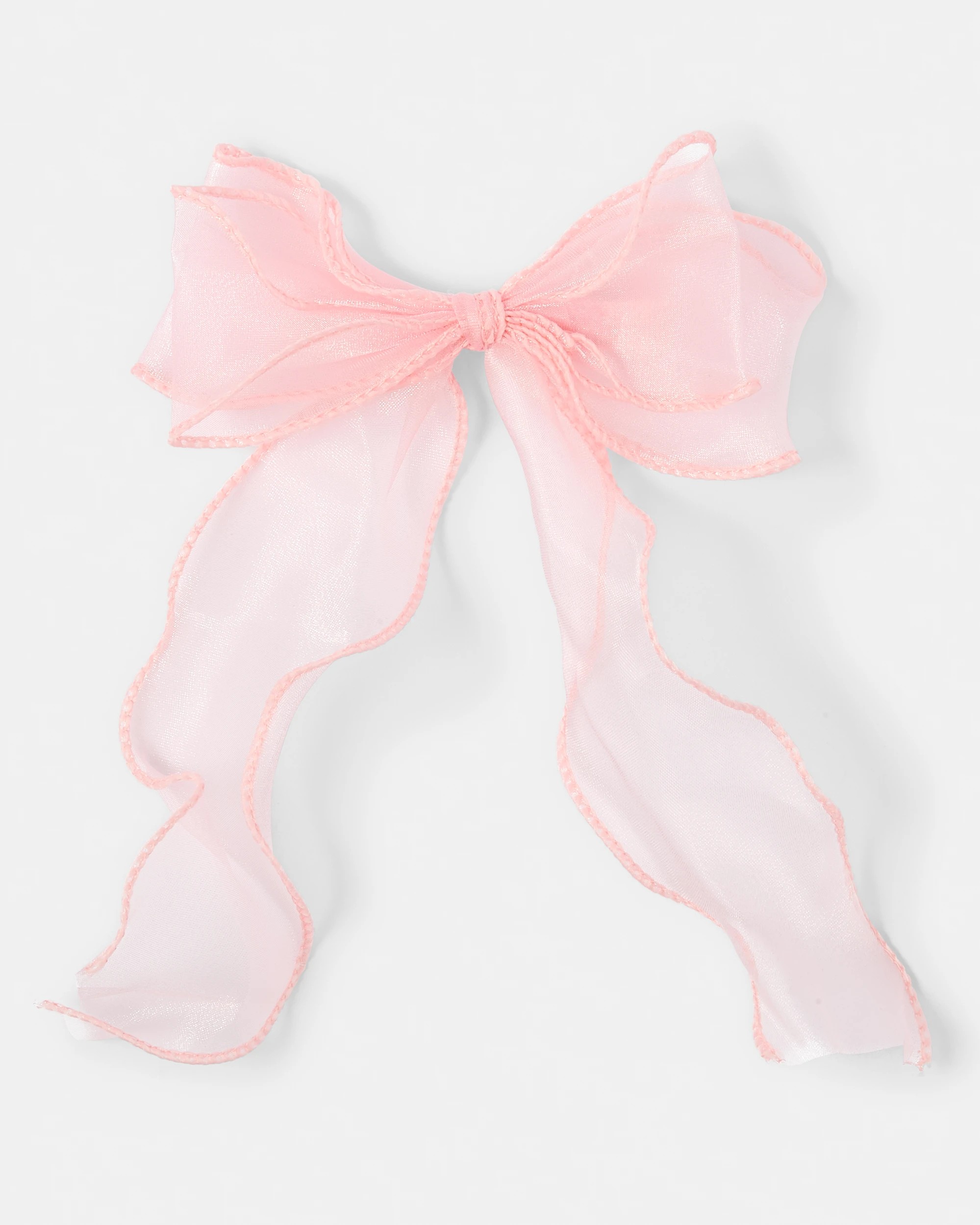 1 Pink Organza Bow Hair Clip, 1 of 4
