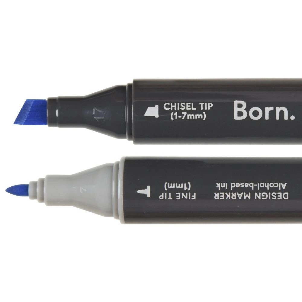 2 Born Professional Dual-Tip Artist Marker Process Blue B683, 2 of 4
